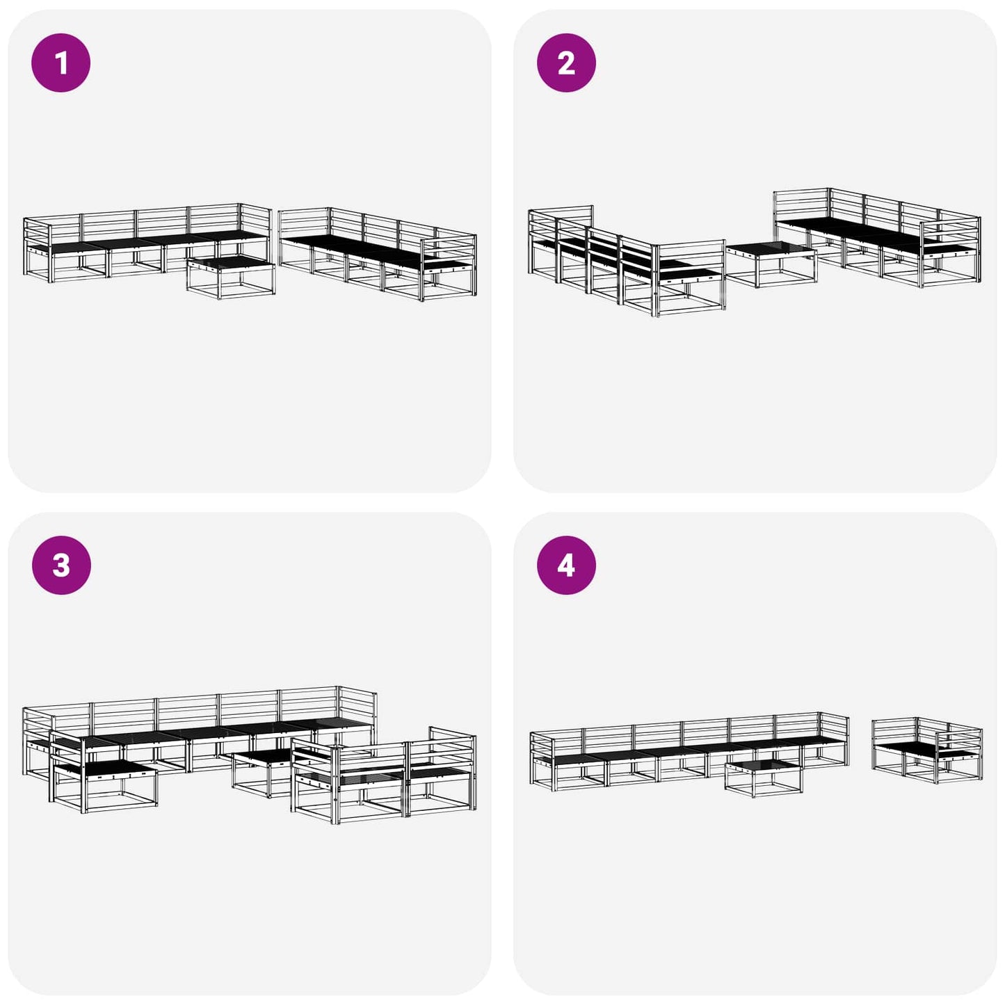 Utendørs sofa-sett 9 pcs Naturlig Solid akasietre
