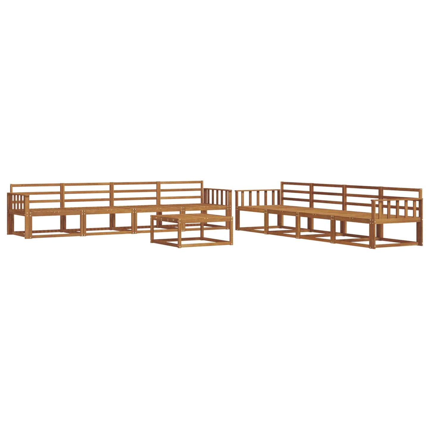 Utendørs sofa-sett 9 pcs Naturlig Solid akasietre
