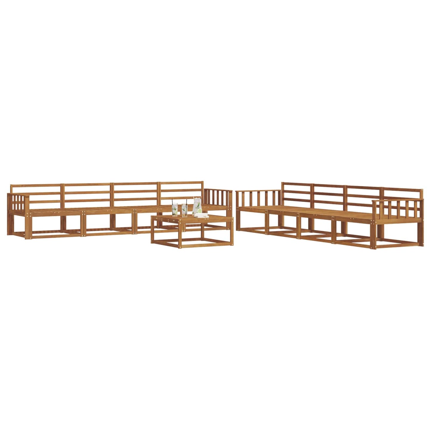 Utendørs sofa-sett 9 pcs Naturlig Solid akasietre