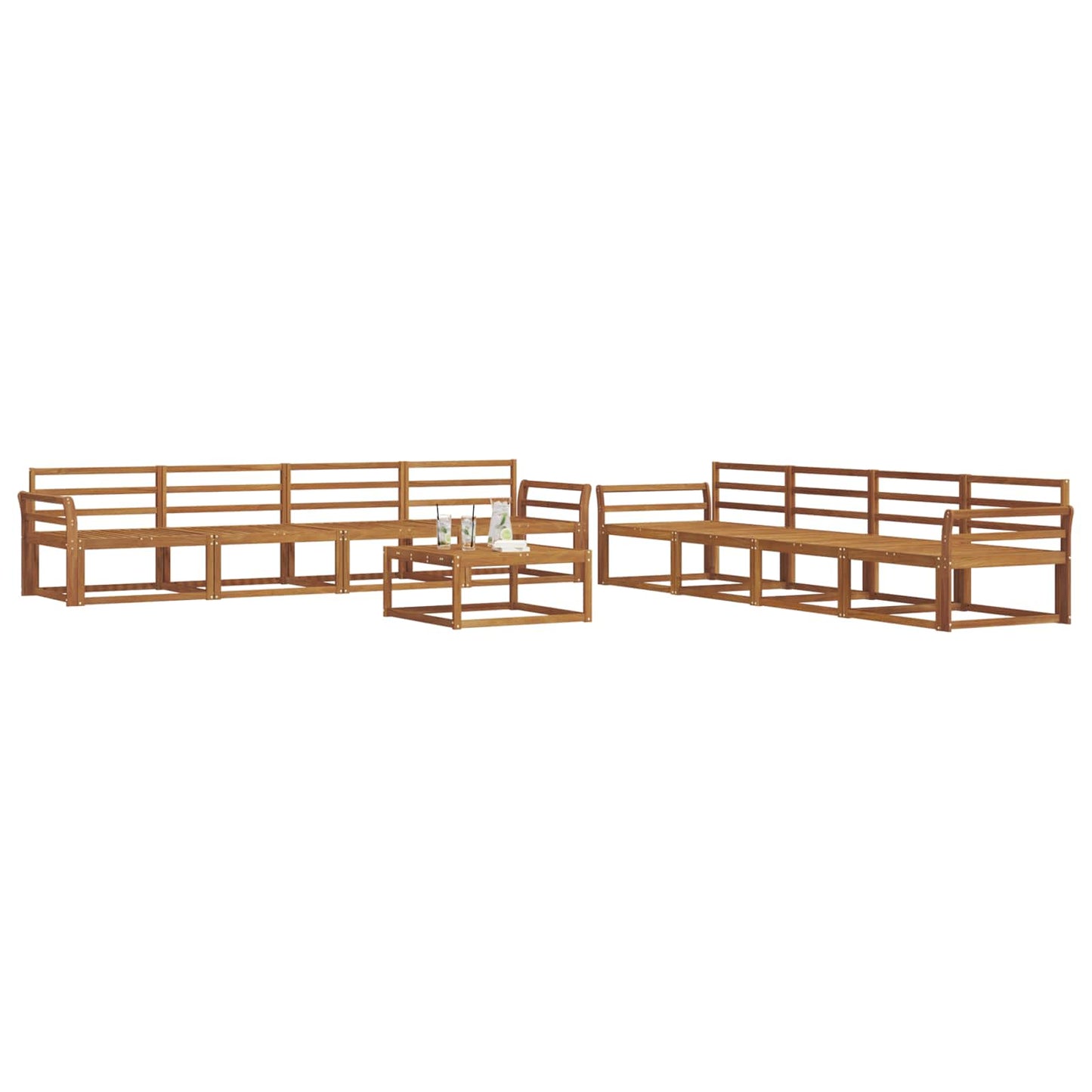 Utendørs sofa-sett 9 pcs Naturlig Solid akasietre