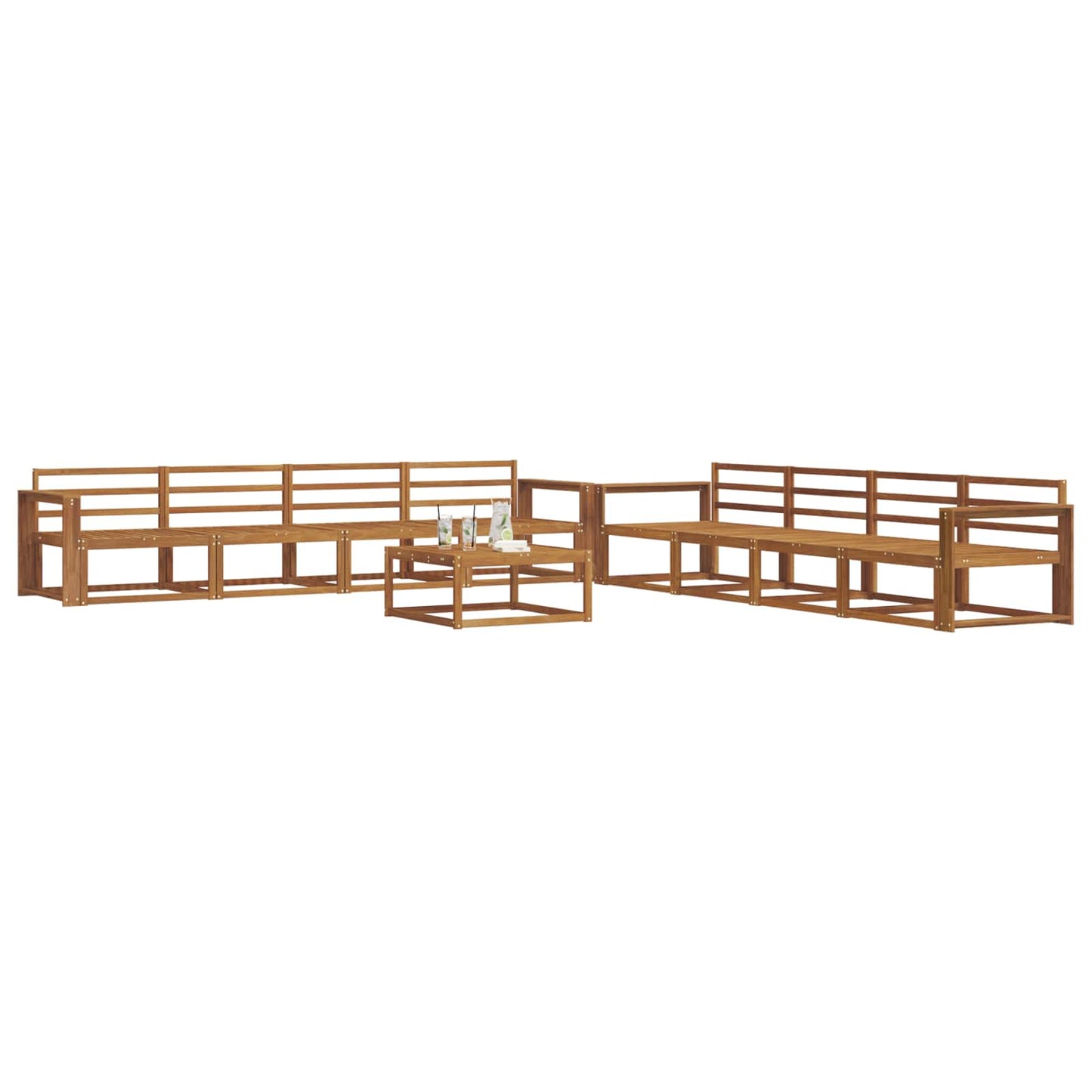 Utendørs sofa-sett 9 pcs Naturlig Solid akasietre