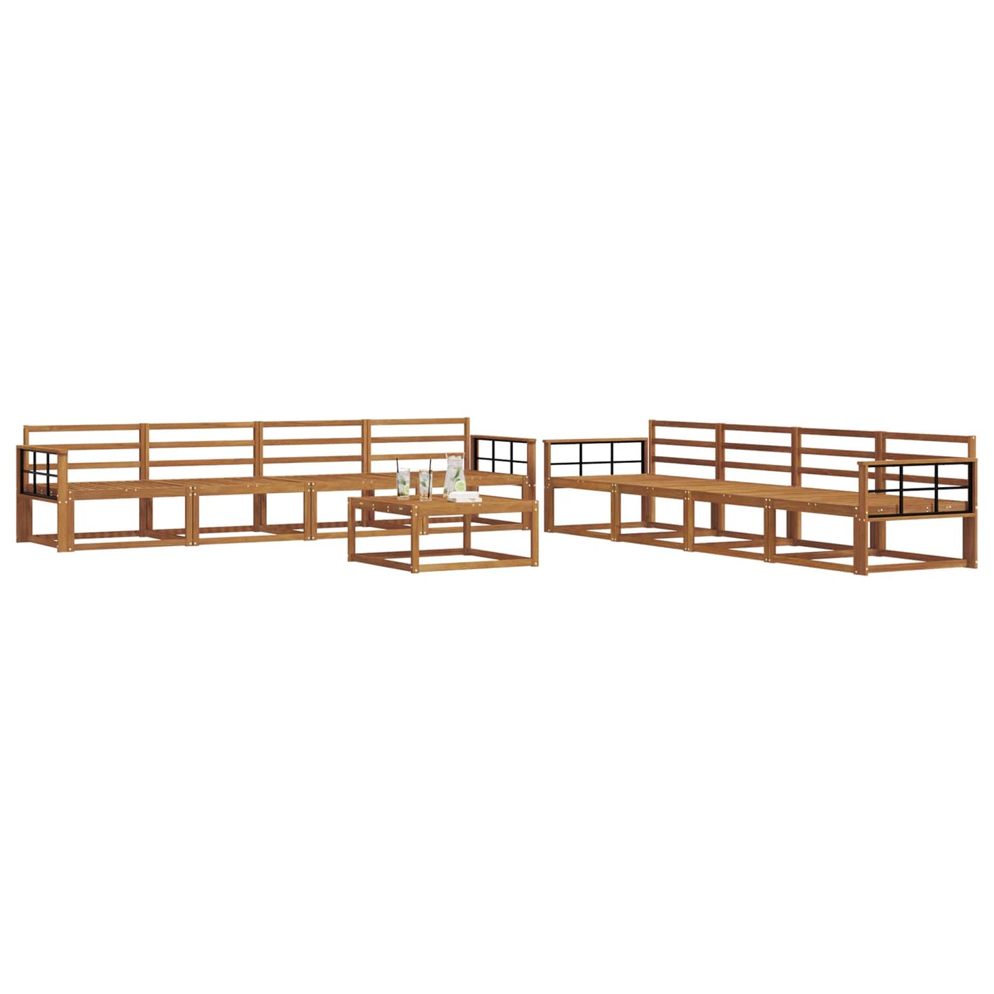 Utendørs sofa-sett 9 pcs Naturlig Solid akasietre