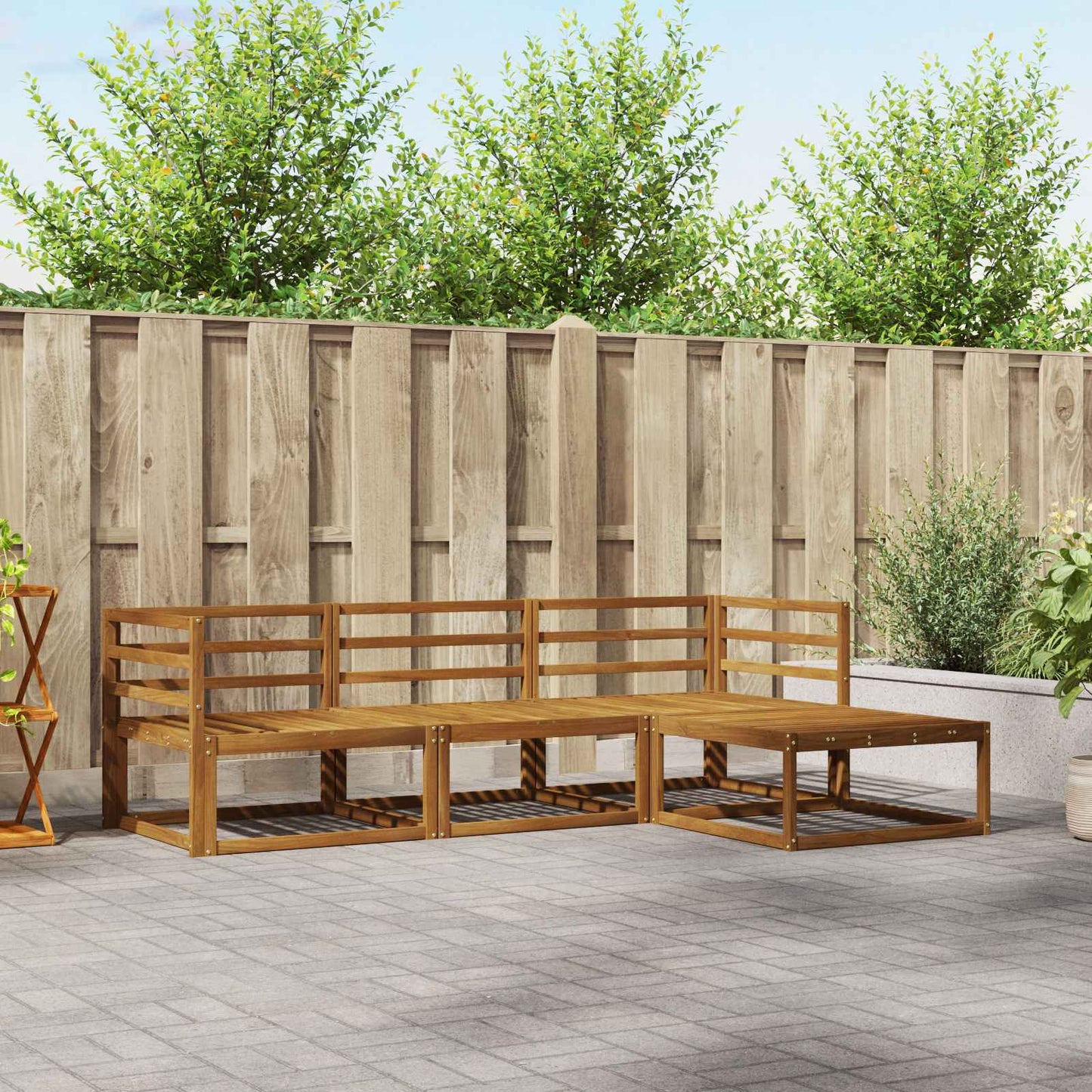 Utendørs sofa-sett 4 pcs Naturlig Solid akasietre