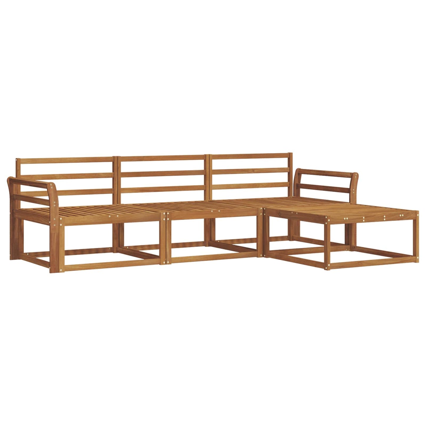 Utendørs sofa-sett 4 pcs Naturlig Solid akasietre