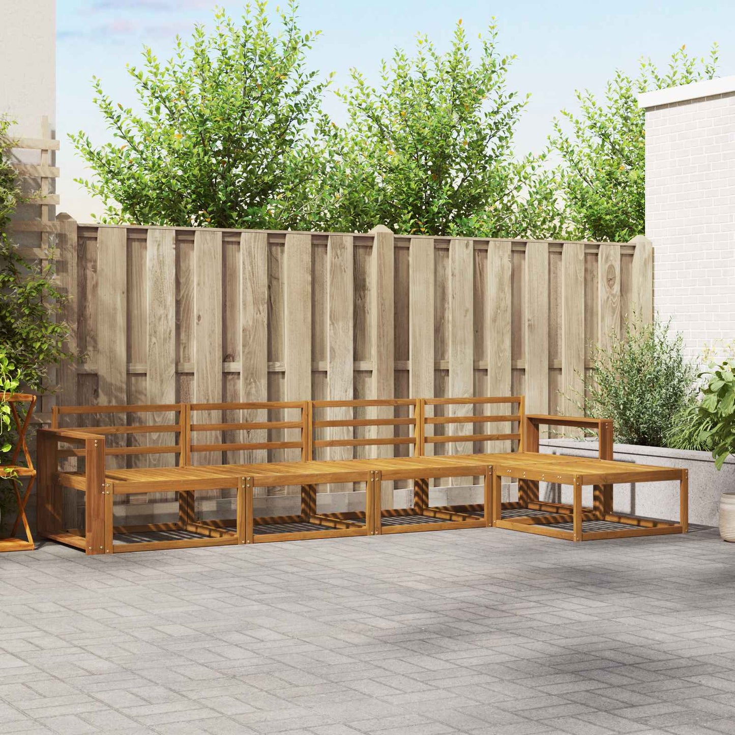 Utendørs sofa-sett 5 pcs Naturlig Solid akasietre