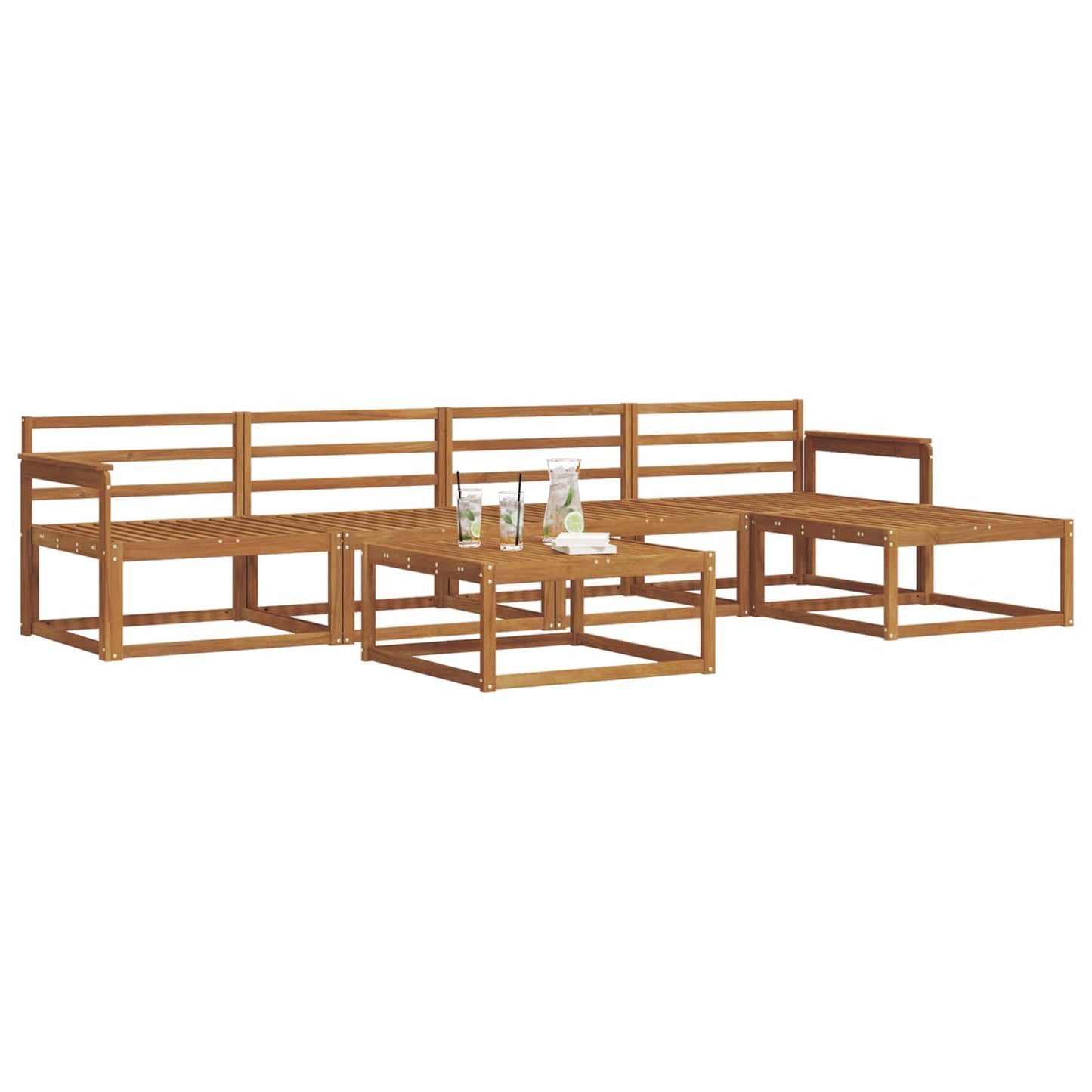 Utendørs sofa-sett 6 pcs Naturlig Solid akasietre