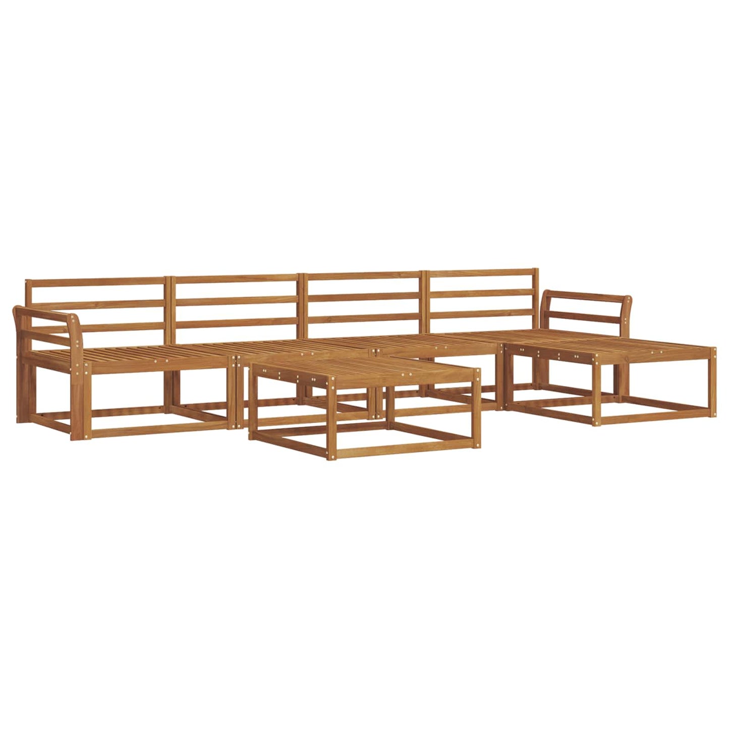Utendørs sofa-sett 6 pcs Naturlig Solid akasietre
