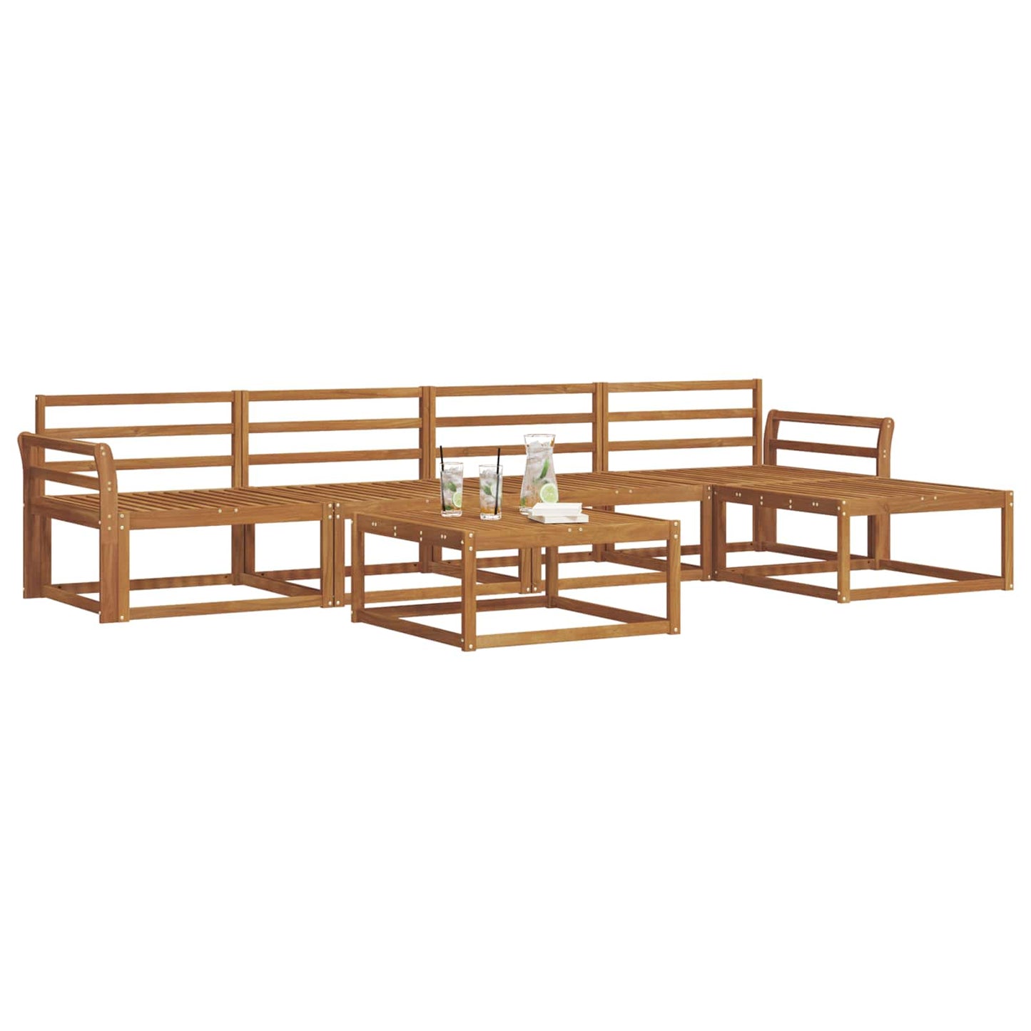 Utendørs sofa-sett 6 pcs Naturlig Solid akasietre