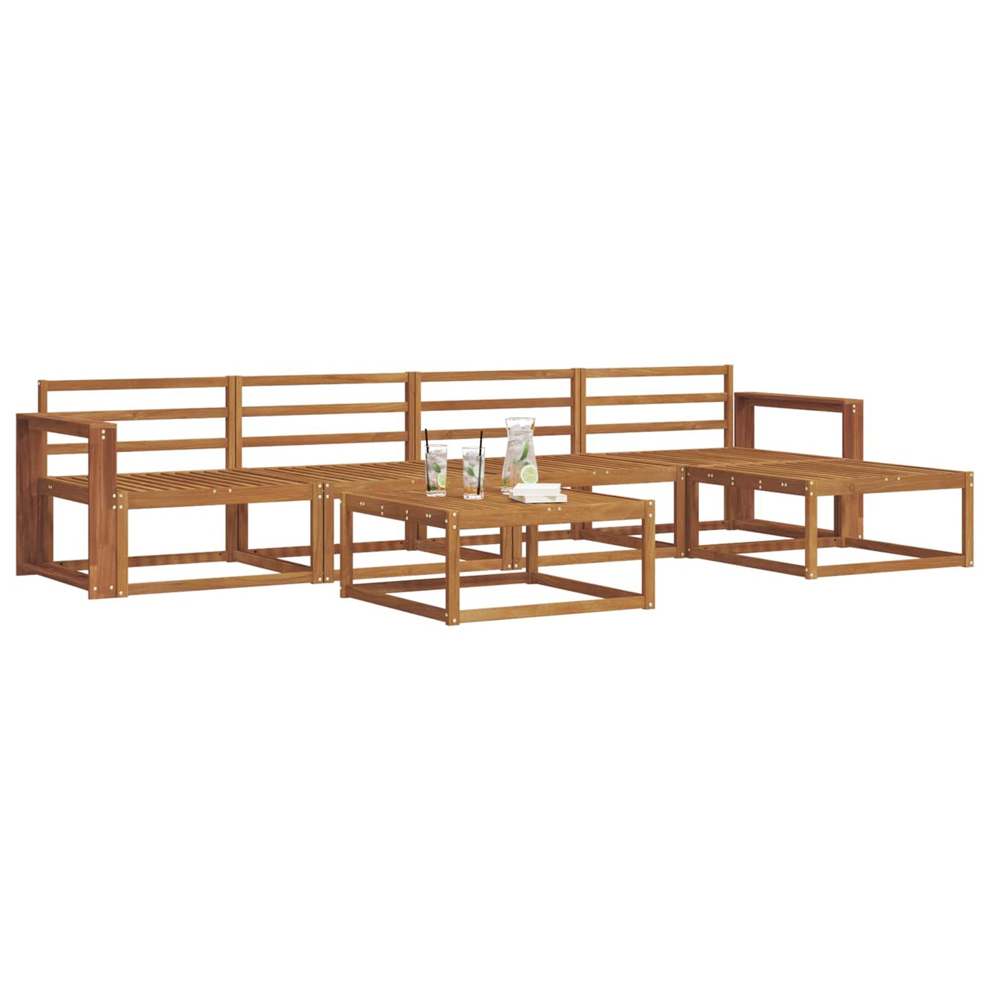 Utendørs sofa-sett 6 pcs Naturlig Solid akasietre