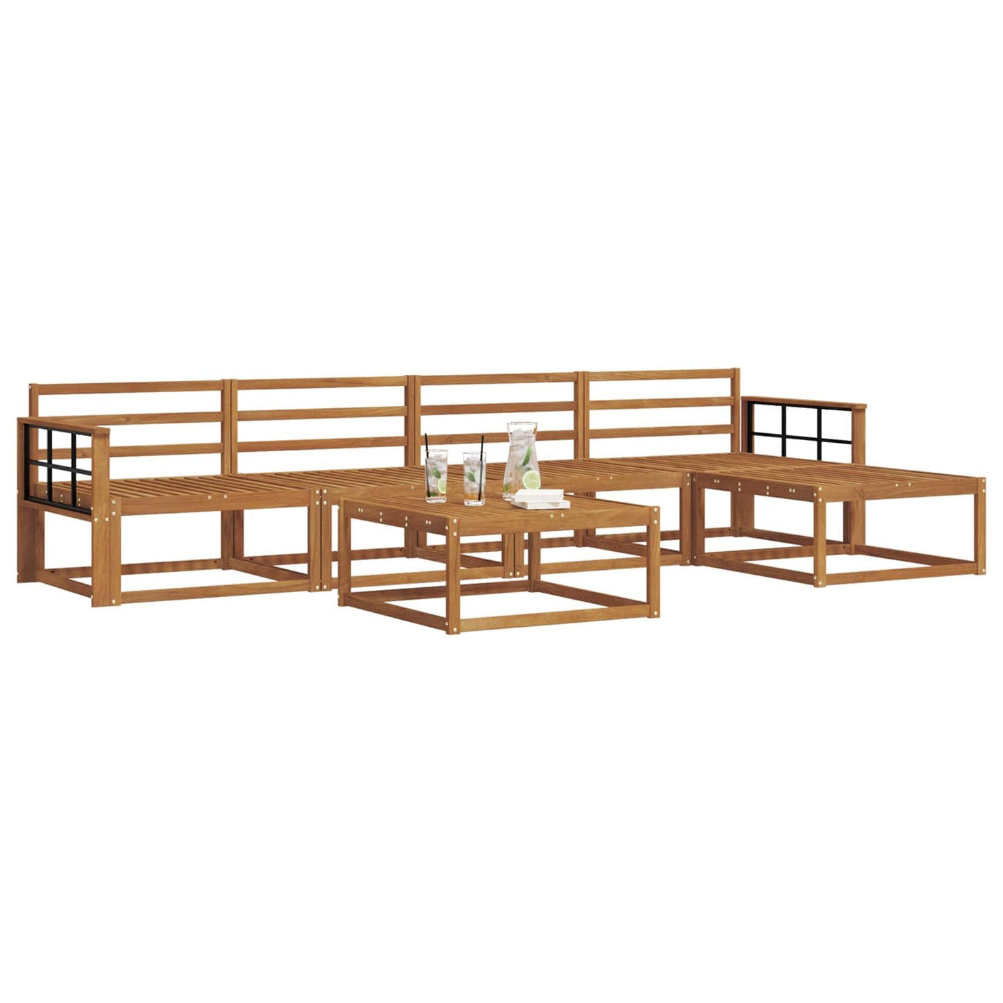 Utendørs sofa-sett 6 pcs Naturlig Solid akasietre