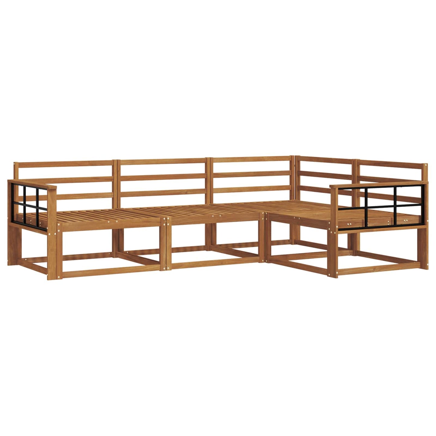 Utendørs sofa-sett 4 pcs Naturlig Solid akasietre