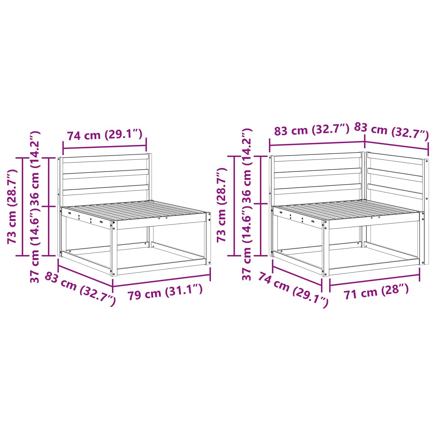 Utendørs sofa-sett 4 pcs Naturlig Solid akasietre