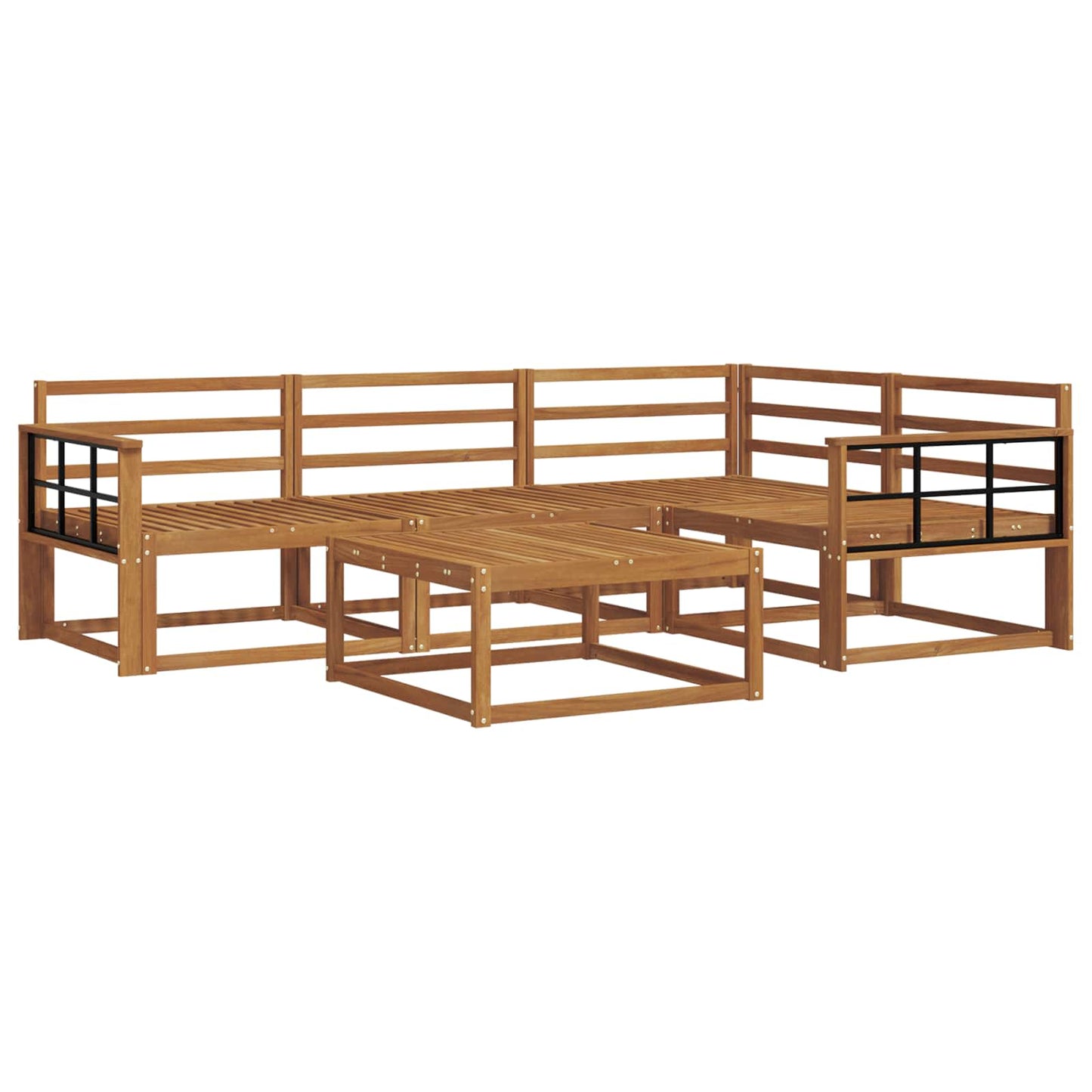 Utendørs sofa-sett 5 pcs Naturlig Solid akasietre