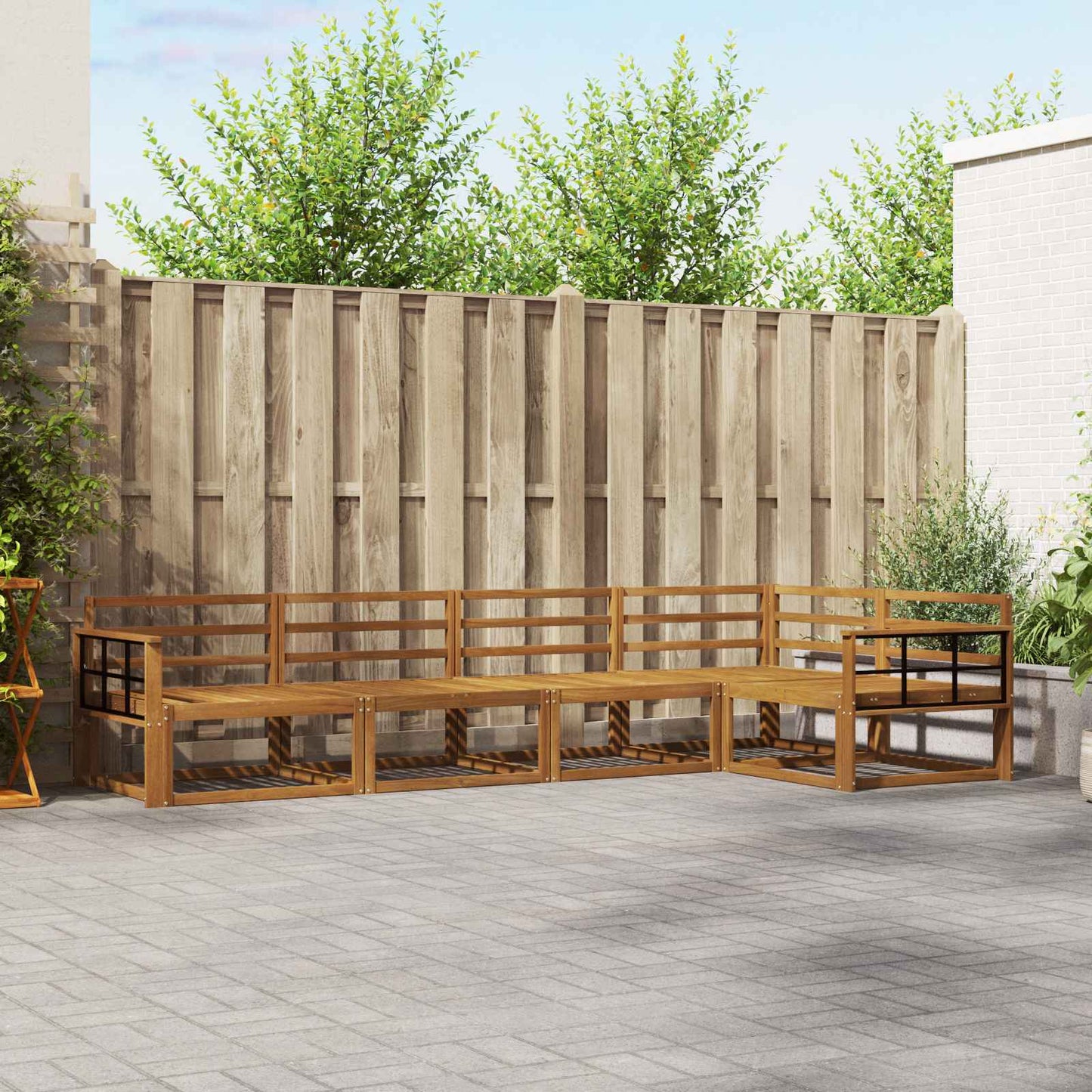 Utendørs sofa-sett 5 pcs Naturlig Solid akasietre