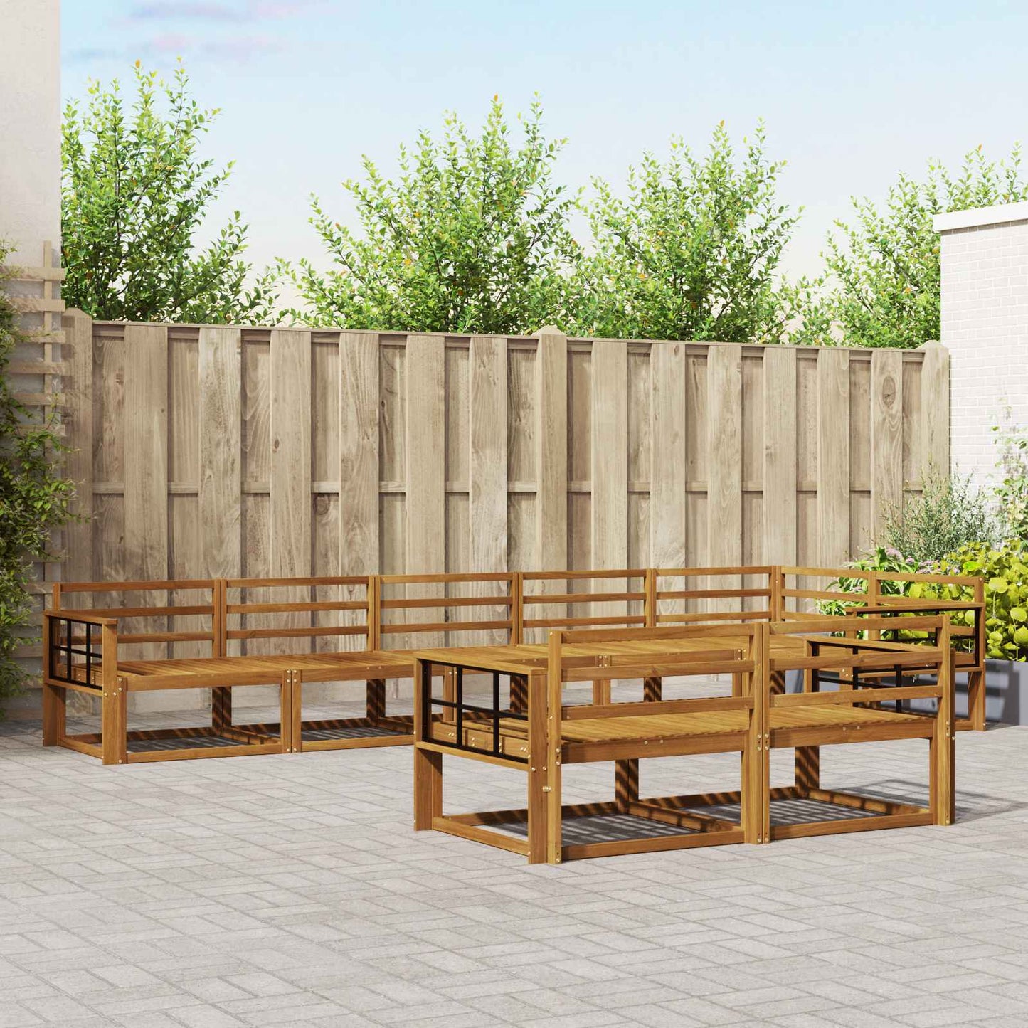 Utendørs sofa-sett 8 pcs Naturlig Solid akasietre