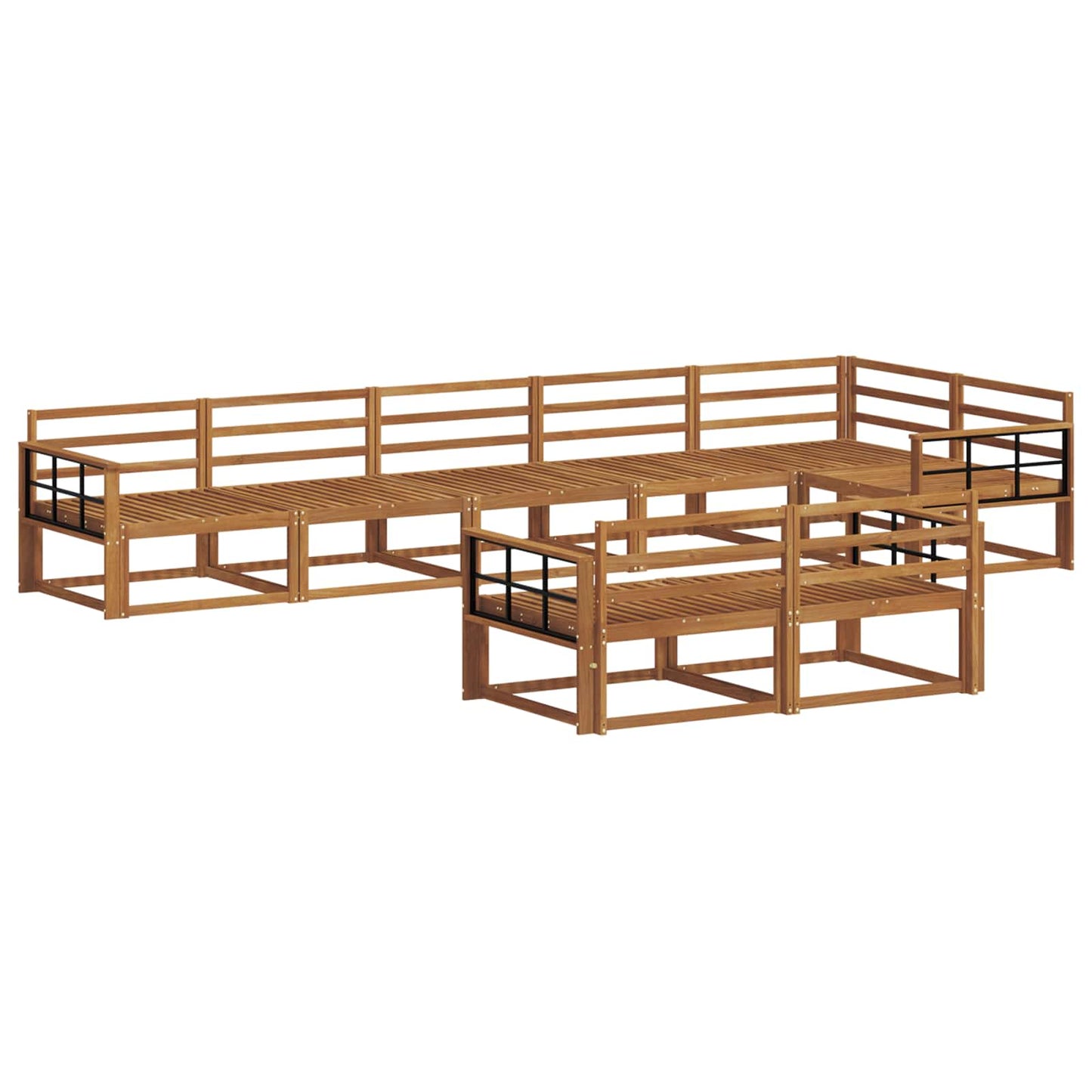 Utendørs sofa-sett 8 pcs Naturlig Solid akasietre