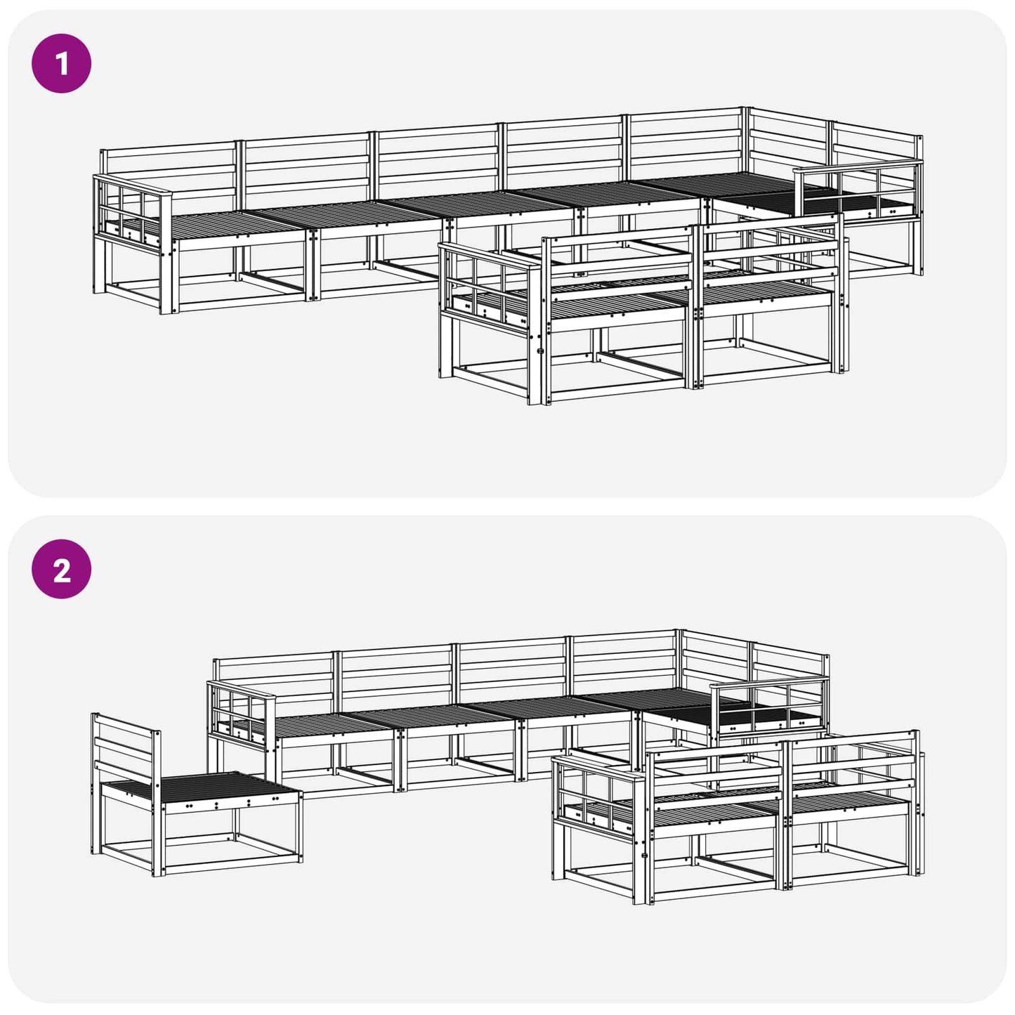 Utendørs sofa-sett 8 pcs Naturlig Solid akasietre