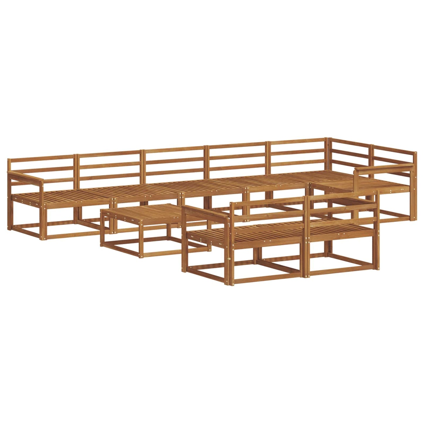 Utendørs sofa-sett 9 pcs Naturlig Solid akasietre
