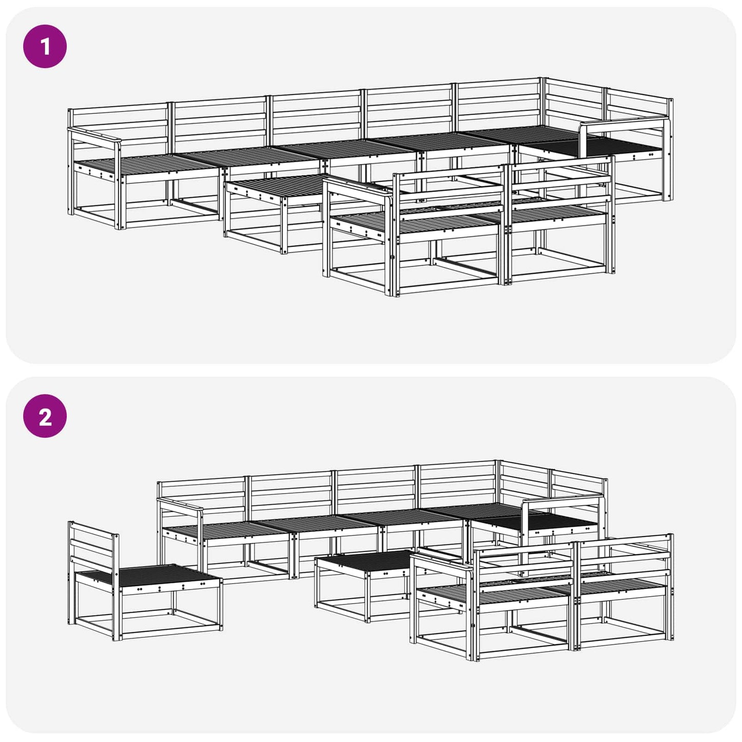 Utendørs sofa-sett 9 pcs Naturlig Solid akasietre