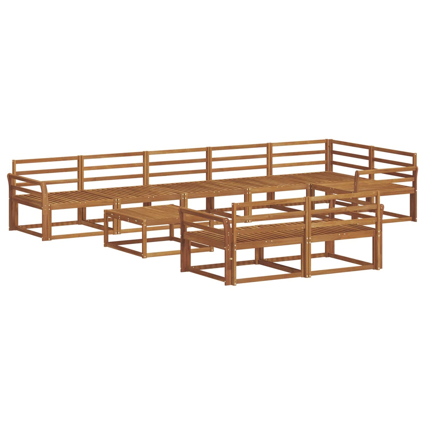 Utendørs sofa-sett 9 pcs Naturlig Solid akasietre