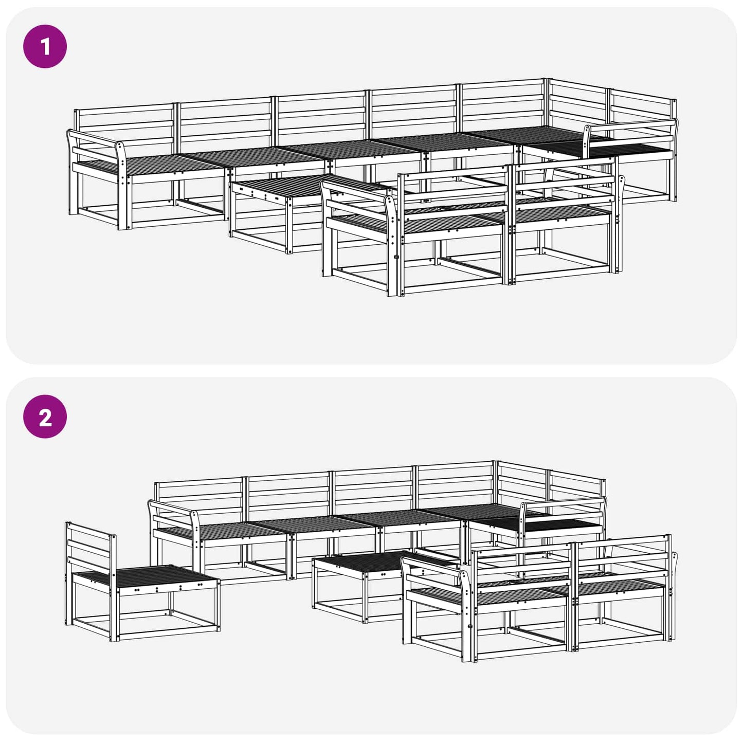 Utendørs sofa-sett 9 pcs Naturlig Solid akasietre