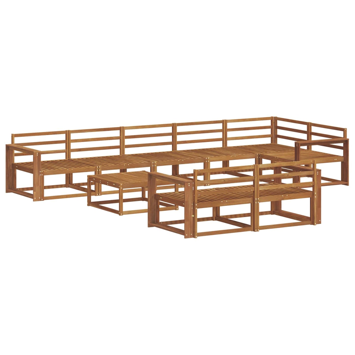 Utendørs sofa-sett 9 pcs Naturlig Solid akasietre