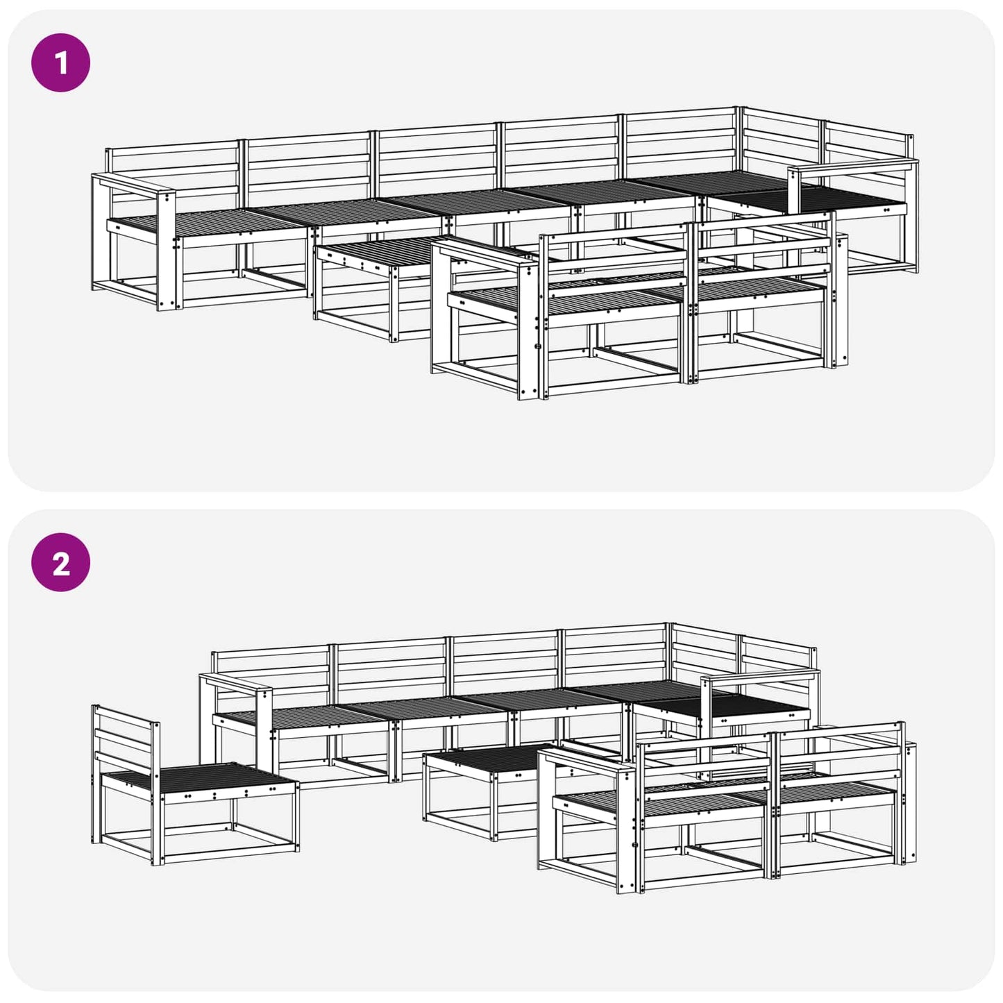 Utendørs sofa-sett 9 pcs Naturlig Solid akasietre