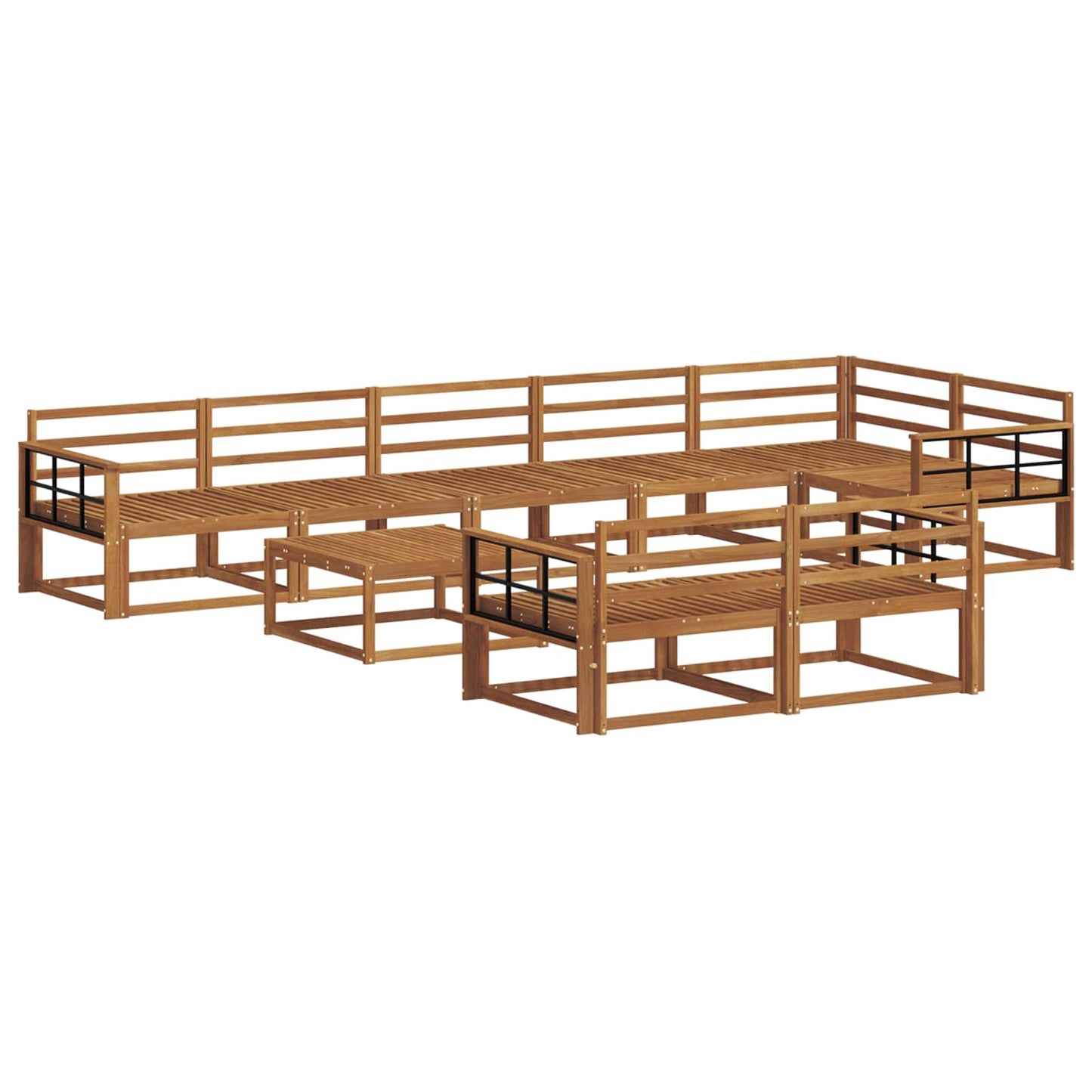 Utendørs sofa-sett 9 pcs Naturlig Solid akasietre