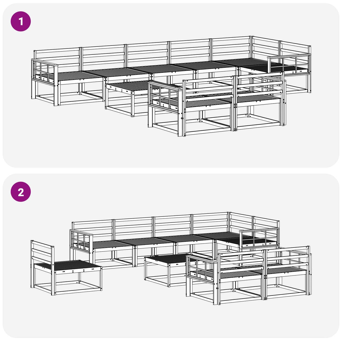 Utendørs sofa-sett 9 pcs Naturlig Solid akasietre