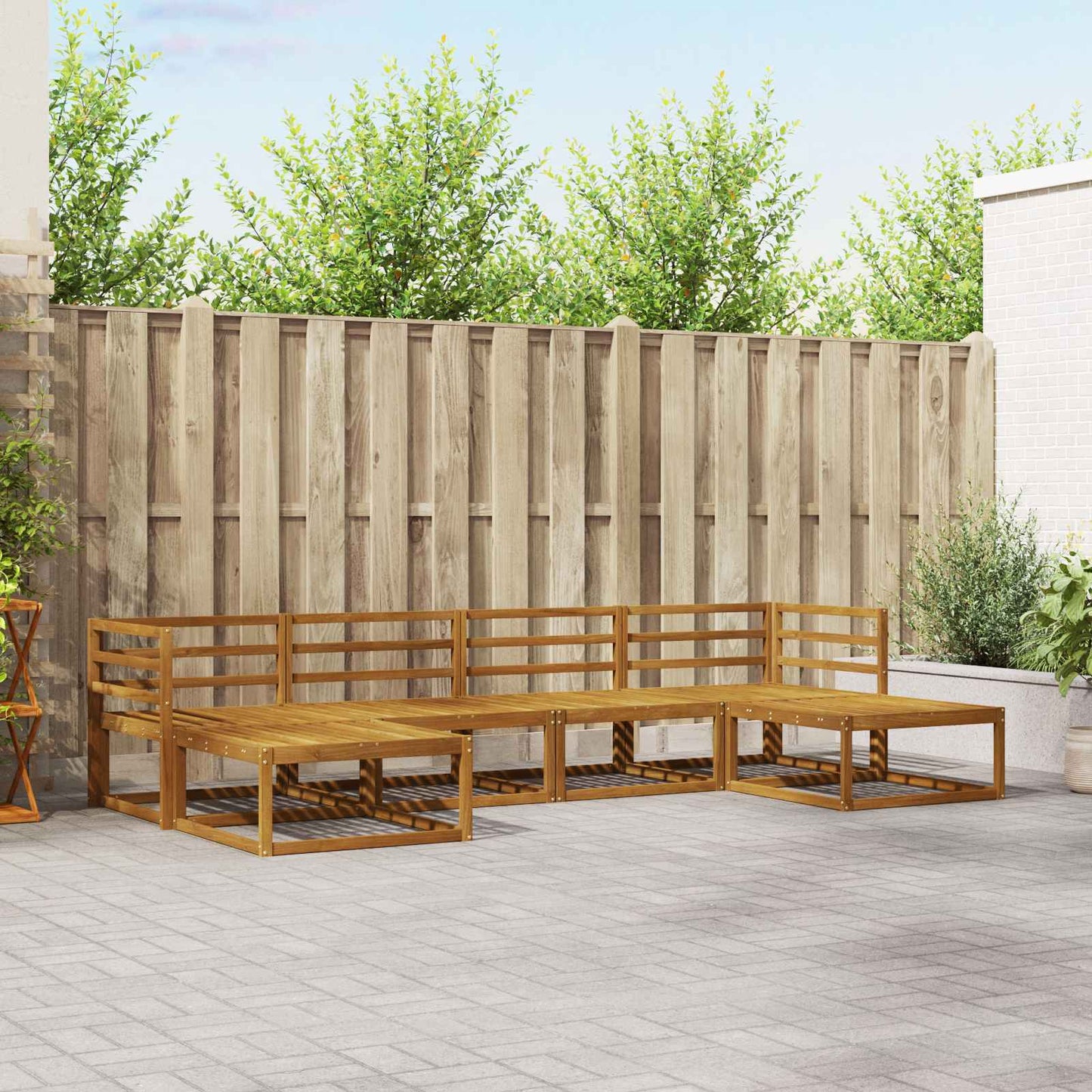 Utendørs sofa-sett 6 pcs Naturlig Solid akasietre vidaXL