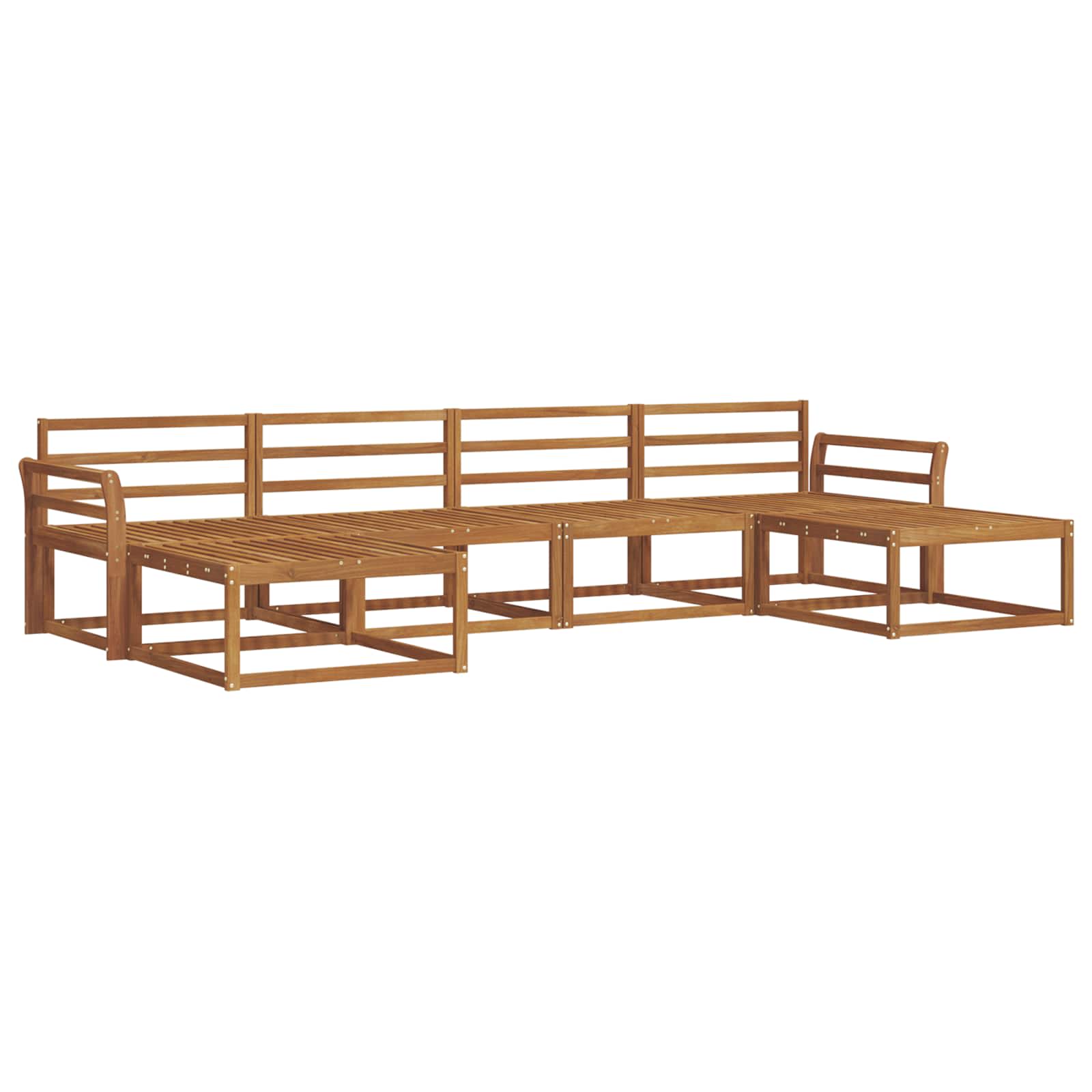 Utendørs sofa-sett 6 pcs Naturlig Solid akasietre vidaXL