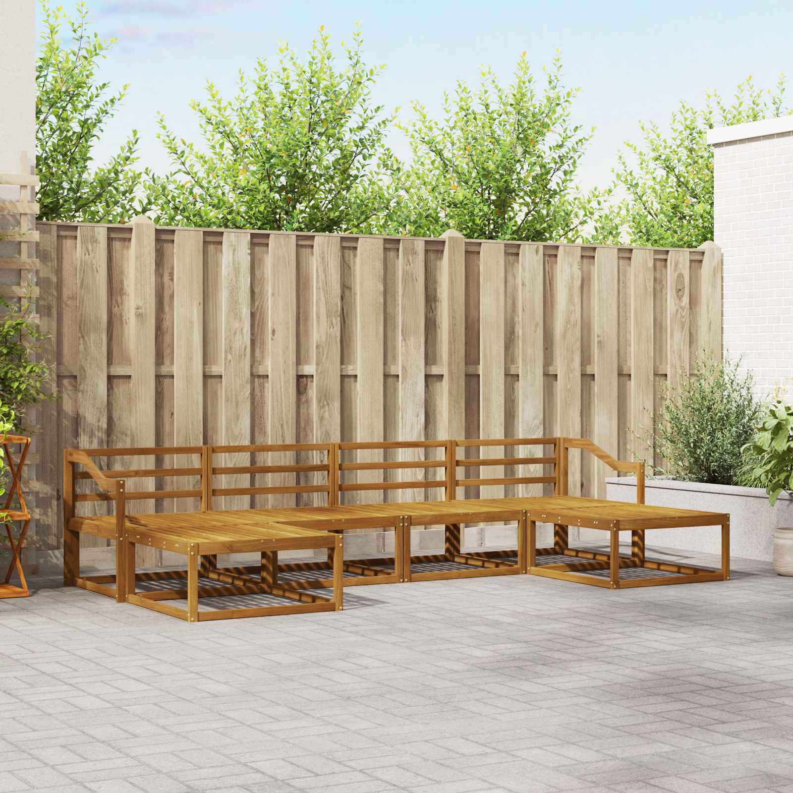 Utendørs sofa-sett 6 pcs Naturlig Solid akasietre vidaXL