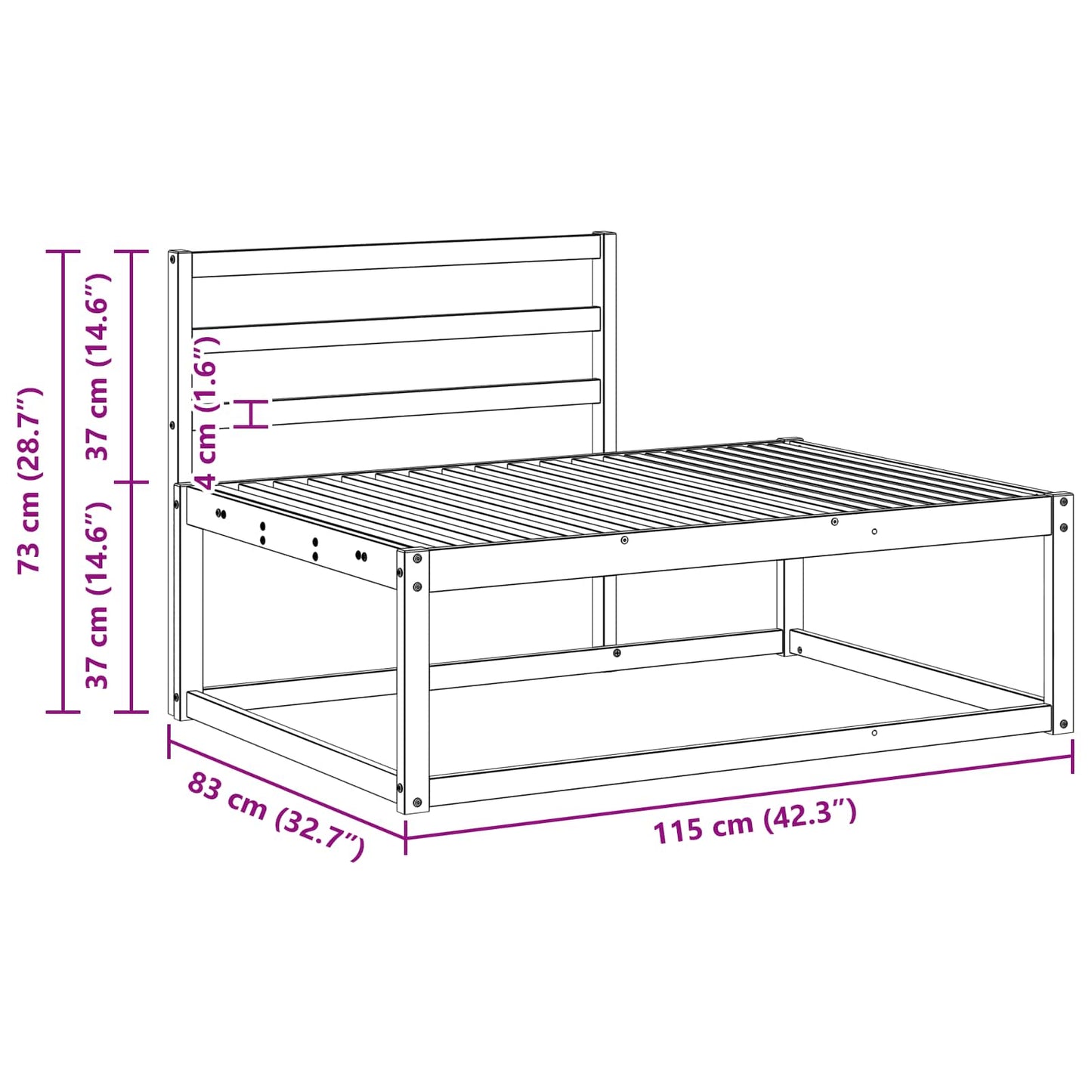 Utendørs sofa-sett Naturlig Solid akasietre