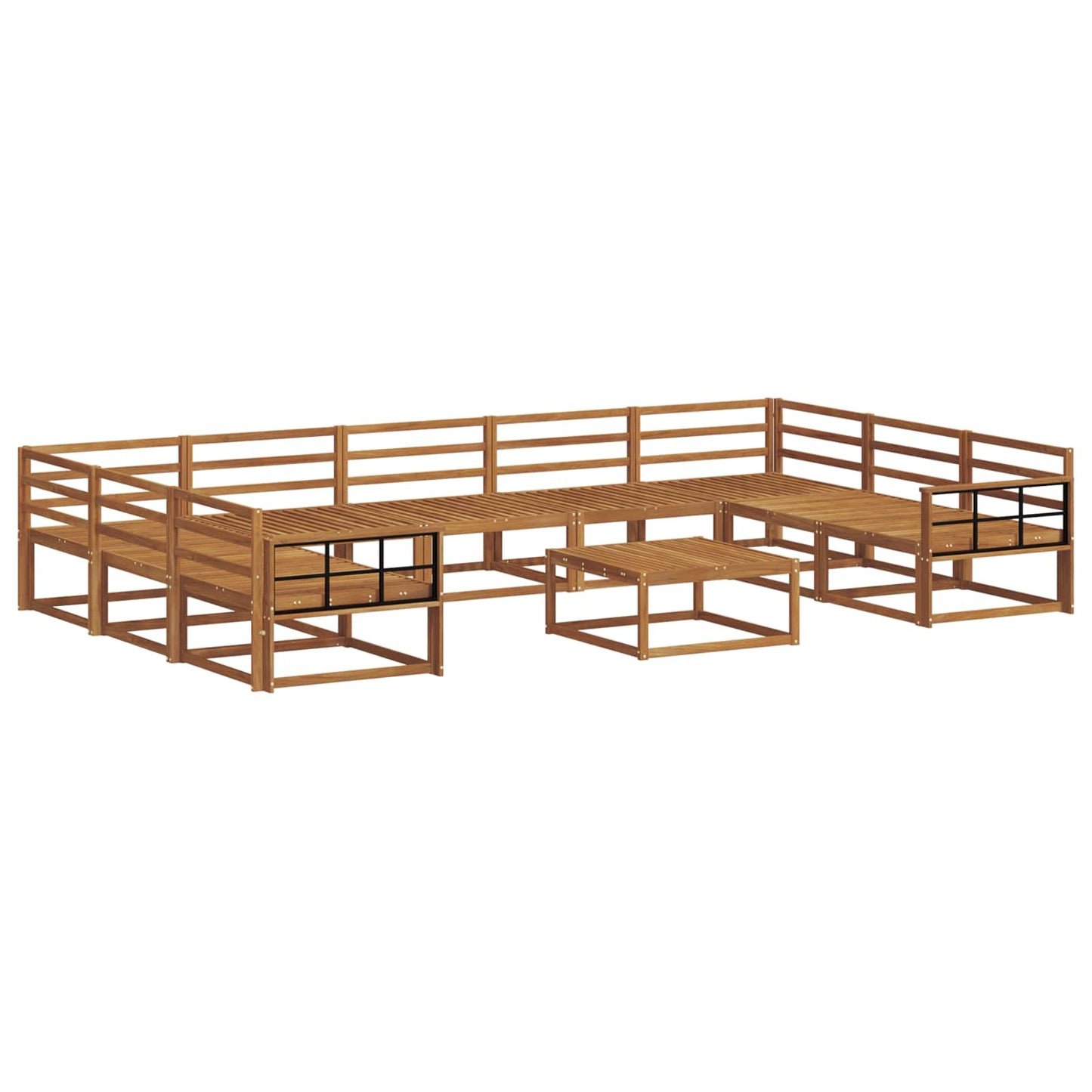 Utendørs sofa-sett 10 pcs Naturlig Solid akasietre