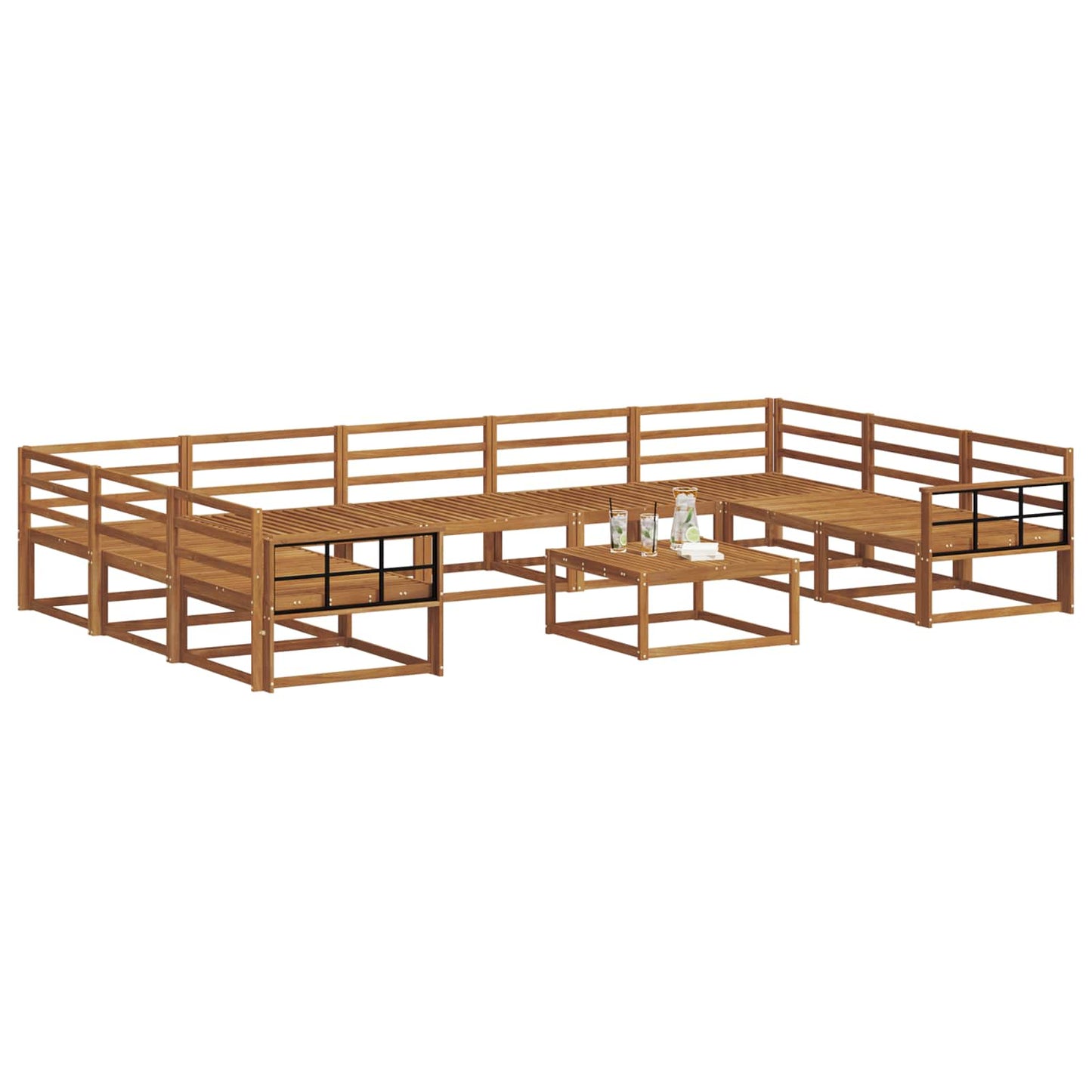 Utendørs sofa-sett 10 pcs Naturlig Solid akasietre