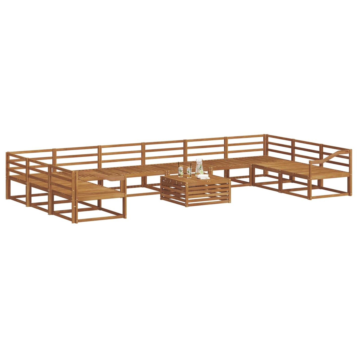Utendørs sofa-sett 11 pcs Naturlig Solid akasietre