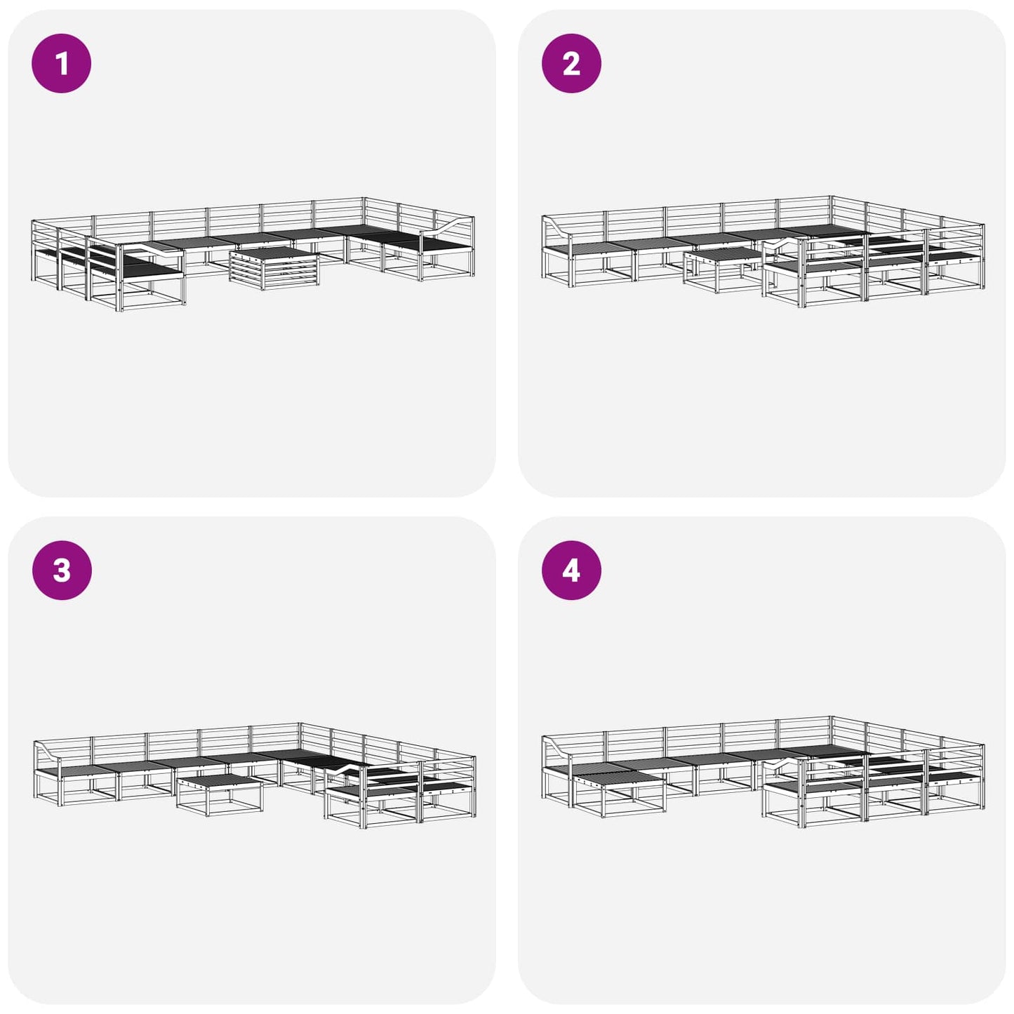 Utendørs sofa-sett 11 pcs Naturlig Solid akasietre