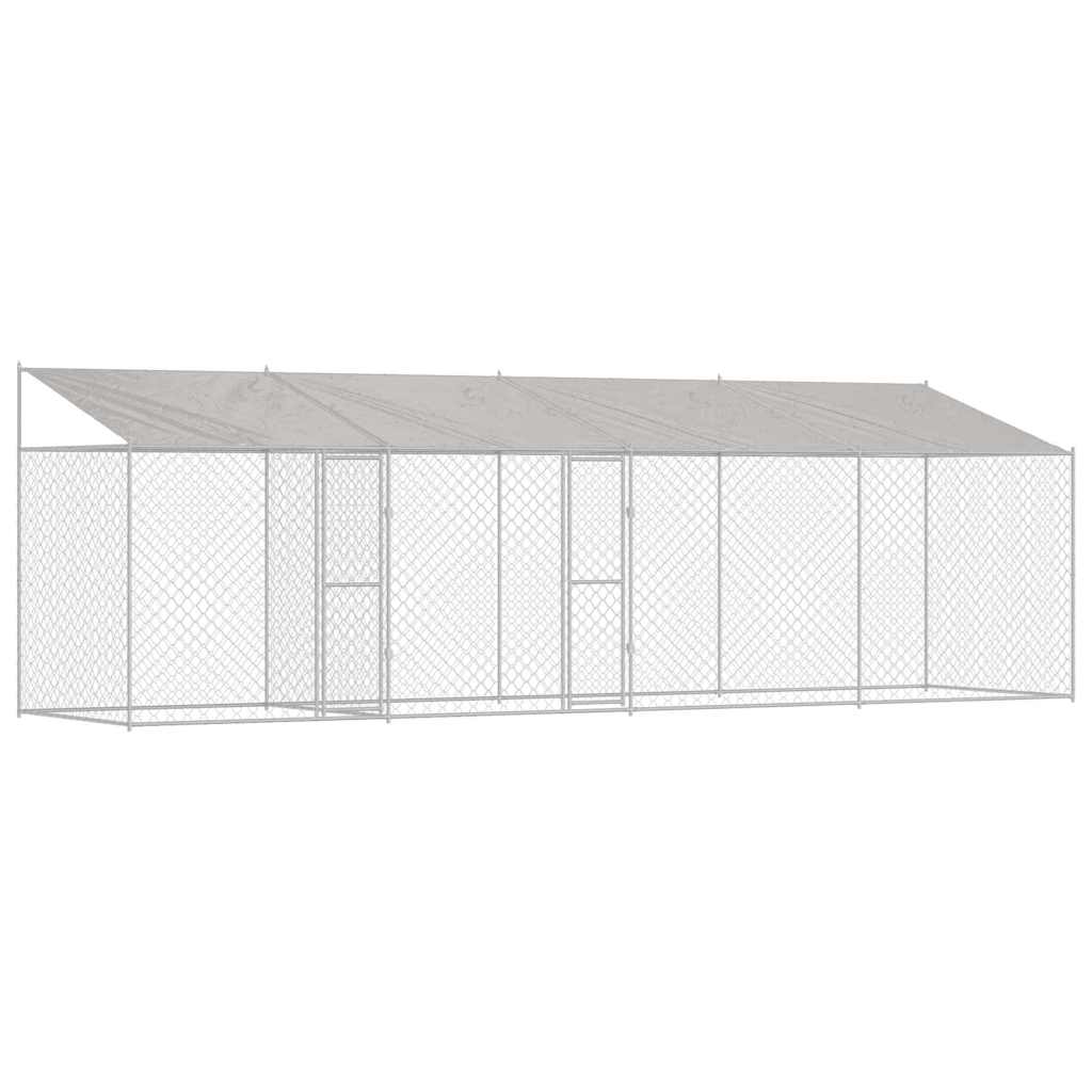 Hundebur med tak sølv 800 x 200 x 256 cm Stål og PE
