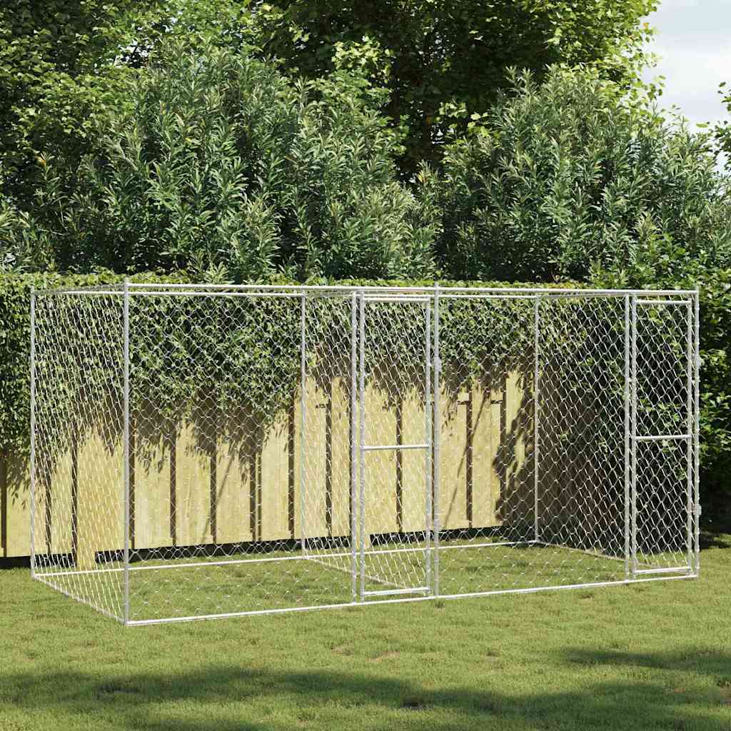Hundebur sølv 400 x 200 x 200 cm Galvanisert Stål