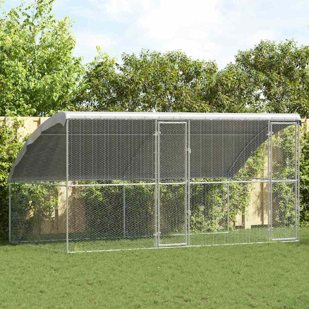 Hønsebur 2 pcs sølv 400 x 200 x 200 cm Galvanisert Stål