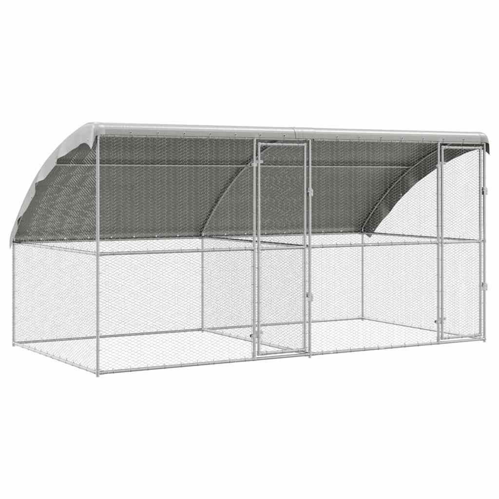 Hønsebur 2 pcs sølv 400 x 200 x 200 cm Galvanisert Stål