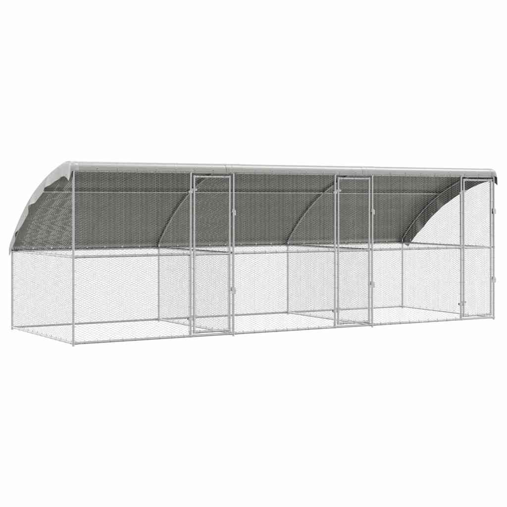 Hønsebur 3 pcs sølv 600 x 200 x 200 cm Galvanisert Stål
