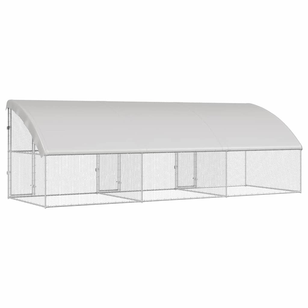 Hønsebur 3 pcs sølv 600 x 200 x 200 cm Galvanisert Stål