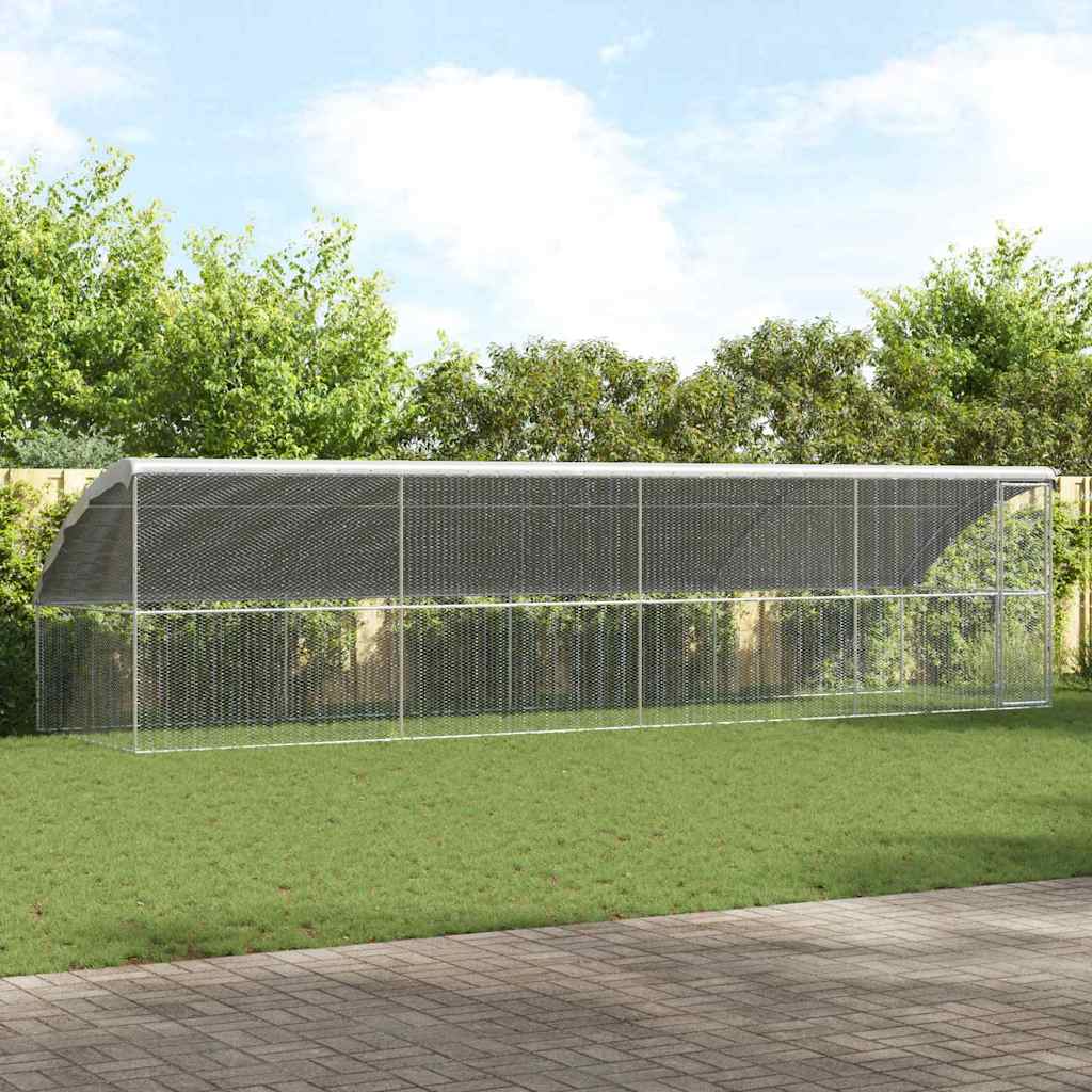 Hønsebur 4 pcs sølv 800 x 200 x 200 cm Galvanisert Stål