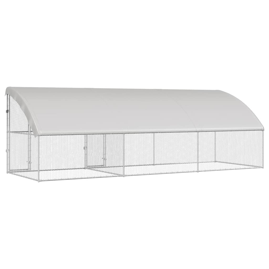 Hønsebur 3 pcs sølv 600 x 200 x 200 cm Galvanisert Stål