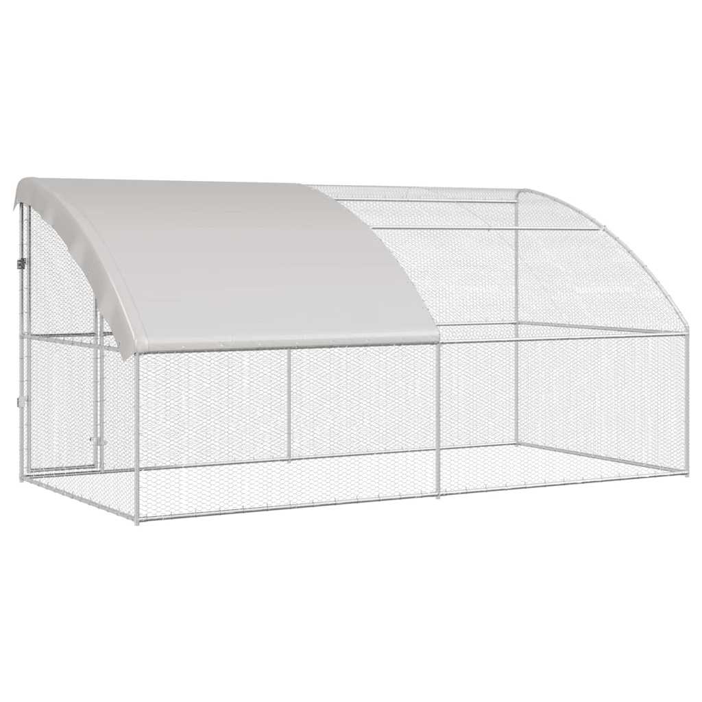 Hønsebur 2 pcs sølv 400 x 200 x 200 cm Stål og PE