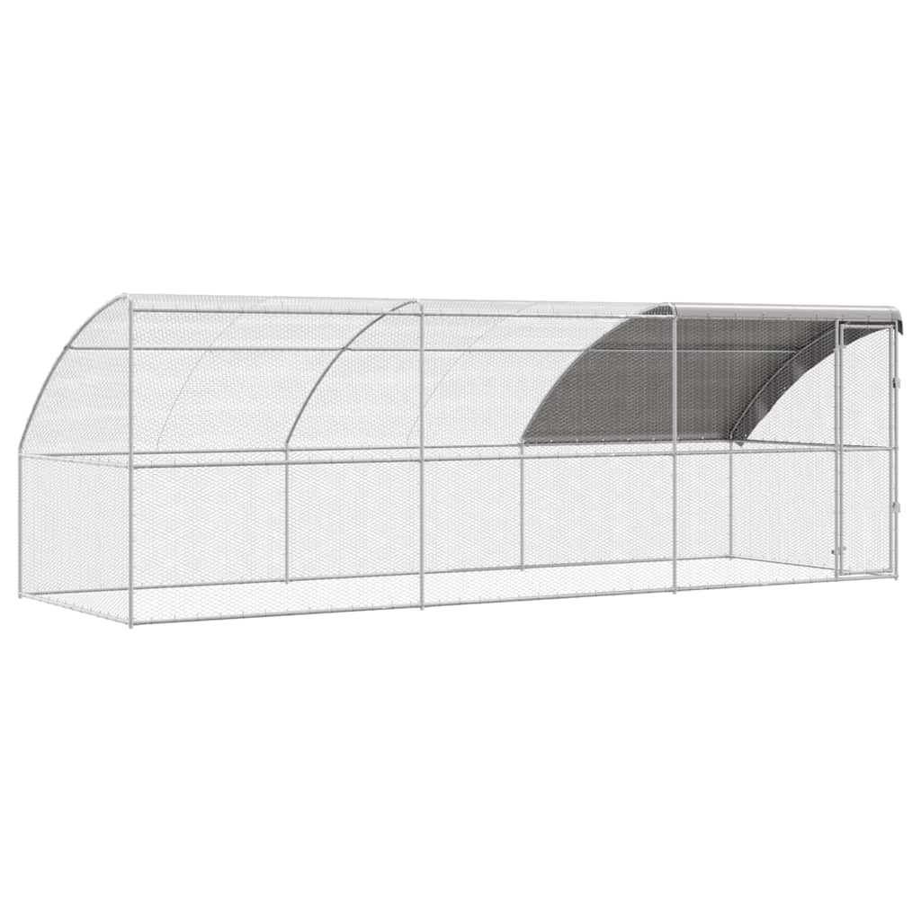 Hønsebur 3 pcs sølv 600 x 200 x 200 cm Stål og PE