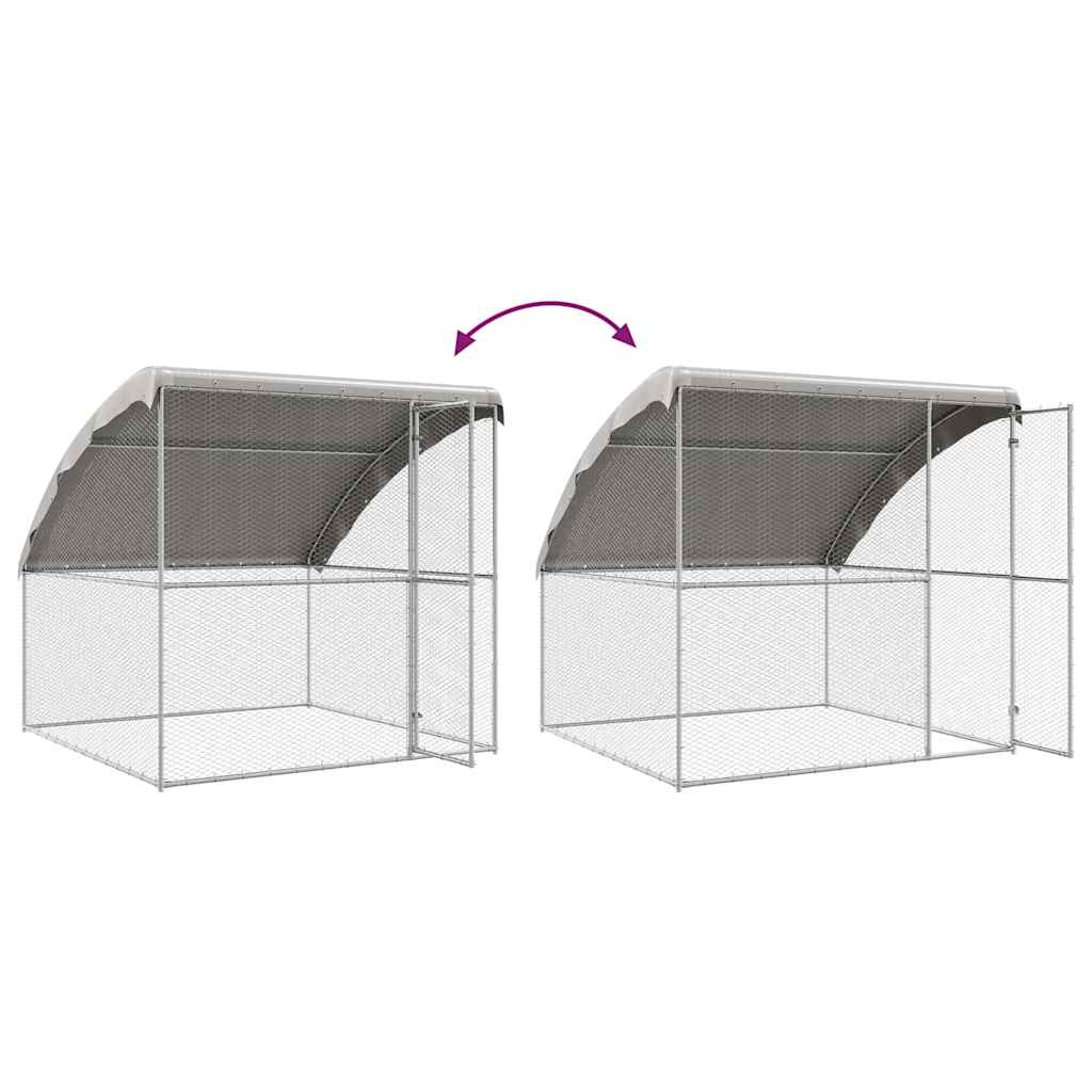 Hønsebur 3 pcs sølv 600 x 200 x 200 cm Stål og PE