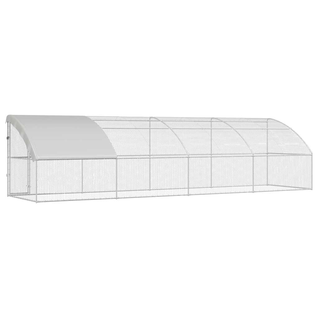 Hønsebur 4 pcs sølv 800 x 200 x 200 cm Stål og PE