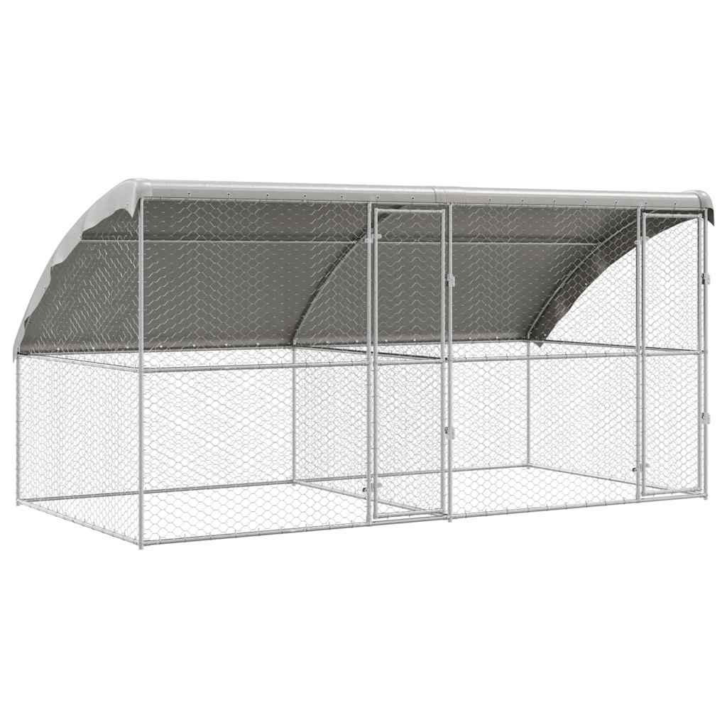 Hundebur med lagring 2 pcs sølv 4 x 2 x 2 m Galvanisert stål